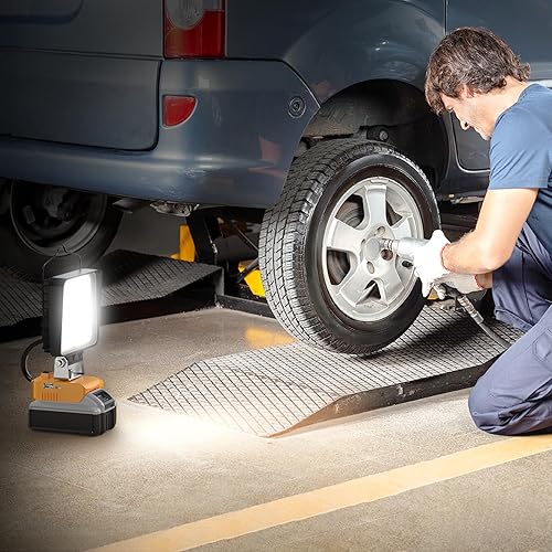 Miniatura 4 de wokelux Luz de trabajo LED de 32 W y 3200 lm para batería Dewalt Max de 20 V, luz LED inalámbrica portátil con puerto de carga USB y tipo C,