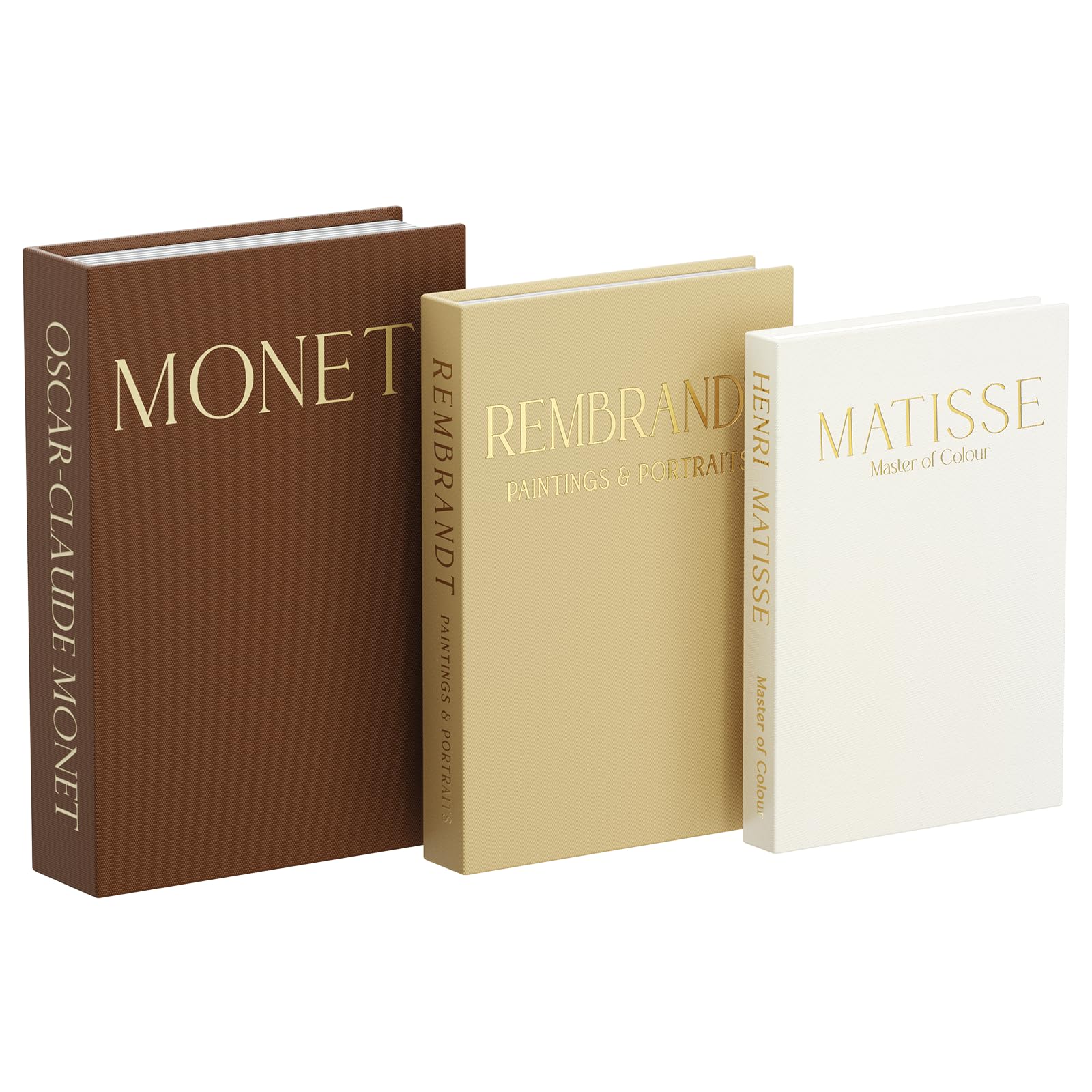BuyCard 3 Pack Faux Books for Home Decor,Linen Finish Decorative Storage Boxes with Magnetic Snap Ideal for Coffee Table, Bookshelf & Mantel Display (Dark Brown + Apricot + Beige)