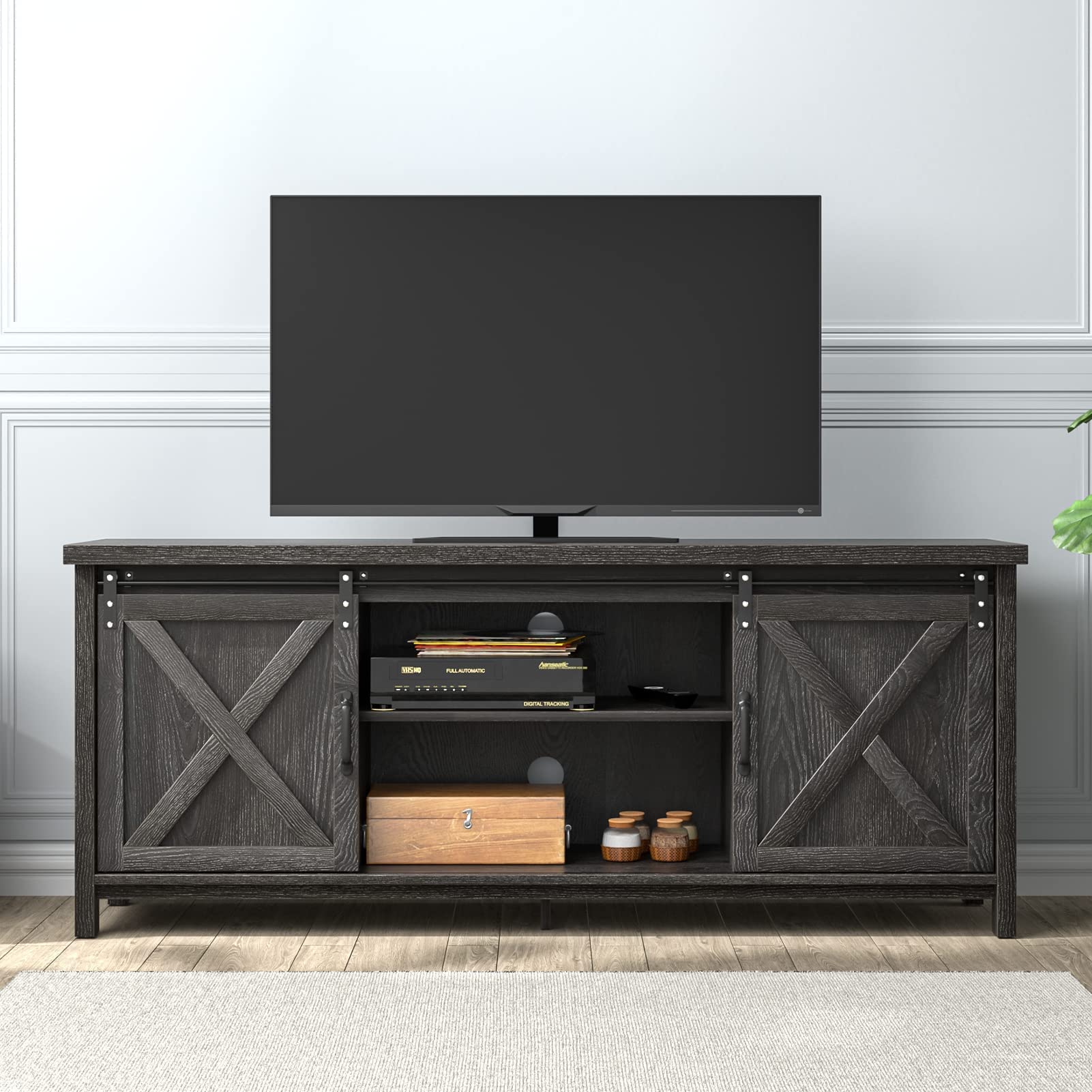 Buy AUXSOUL Farmhouse TV Stand for 65 Inch Flat Screen Wooden
