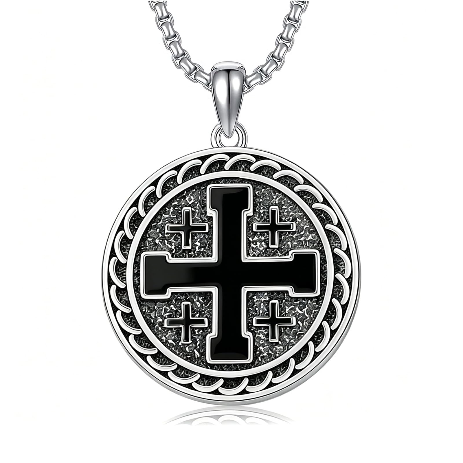 925 Sterling Silver Cross Pendant Necklace for Men Women Amulet Necklace Protection Jewelry Religious Gifts(With Gift Box)
