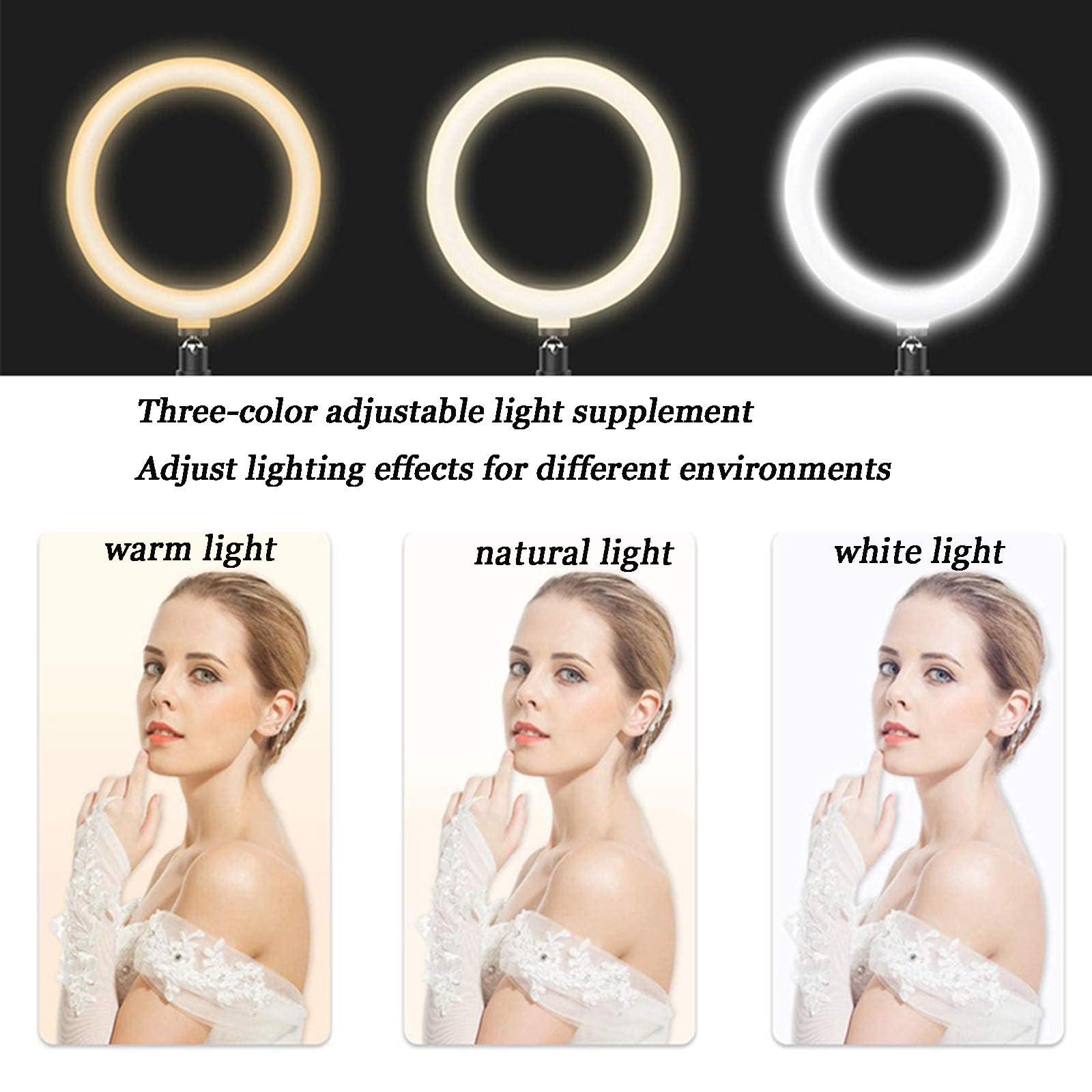 Selfie Live Stand Anello Luminoso a LED Regolabile in Altezza con Supporto per Microfono per Tablet del Telefono Adatto per videoconferenze dal Vivo