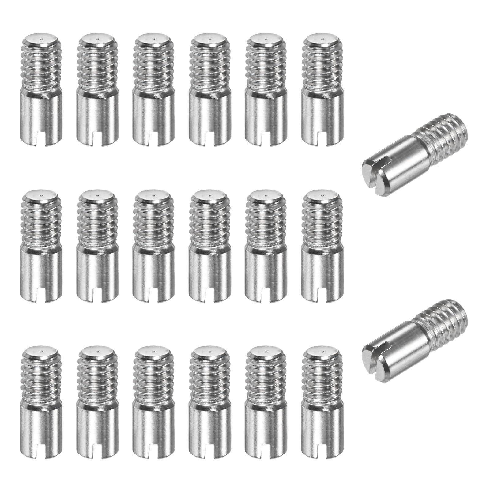 M METERXITY 20-Pack M6 x 16mm Slotted Cylindrical Pin Dowel, 304 Stainless Steel External Thread Locating Dowel Parallel Pins for Metal Devices/Wooden