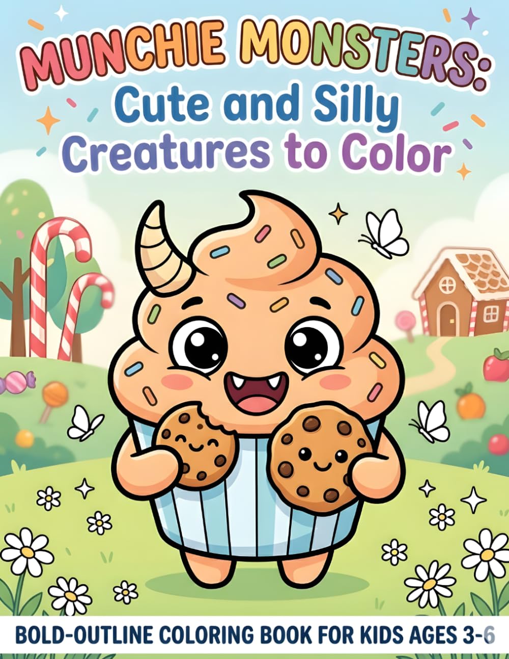 Munchie Monsters: Cute and Silly Creatures to Color: Bold & Easy Food Monster Coloring Pages for Toddlers and Kids Ages 3-6, Super Cute Dessert & Snack Monsters for Girls and Boys