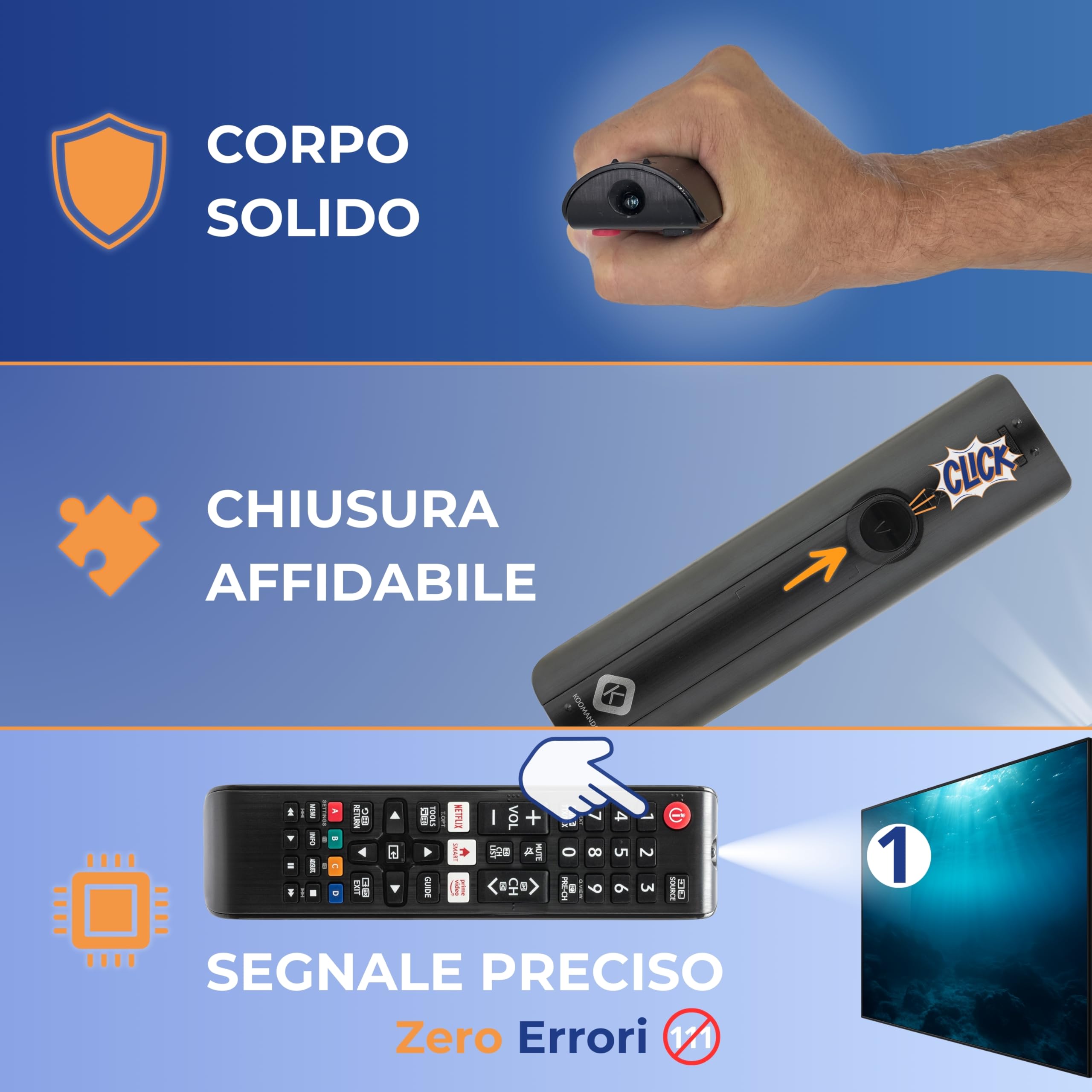 Koomando Telecomando Universale per Samsung TV LCD LED QLED UHD 4K 8K Curved HDR, Serie AA59 BN59, Pronto all'Uso senza Programmazione, Tasti Rapidi Netflix Prime Video, Compatibile Smart TV