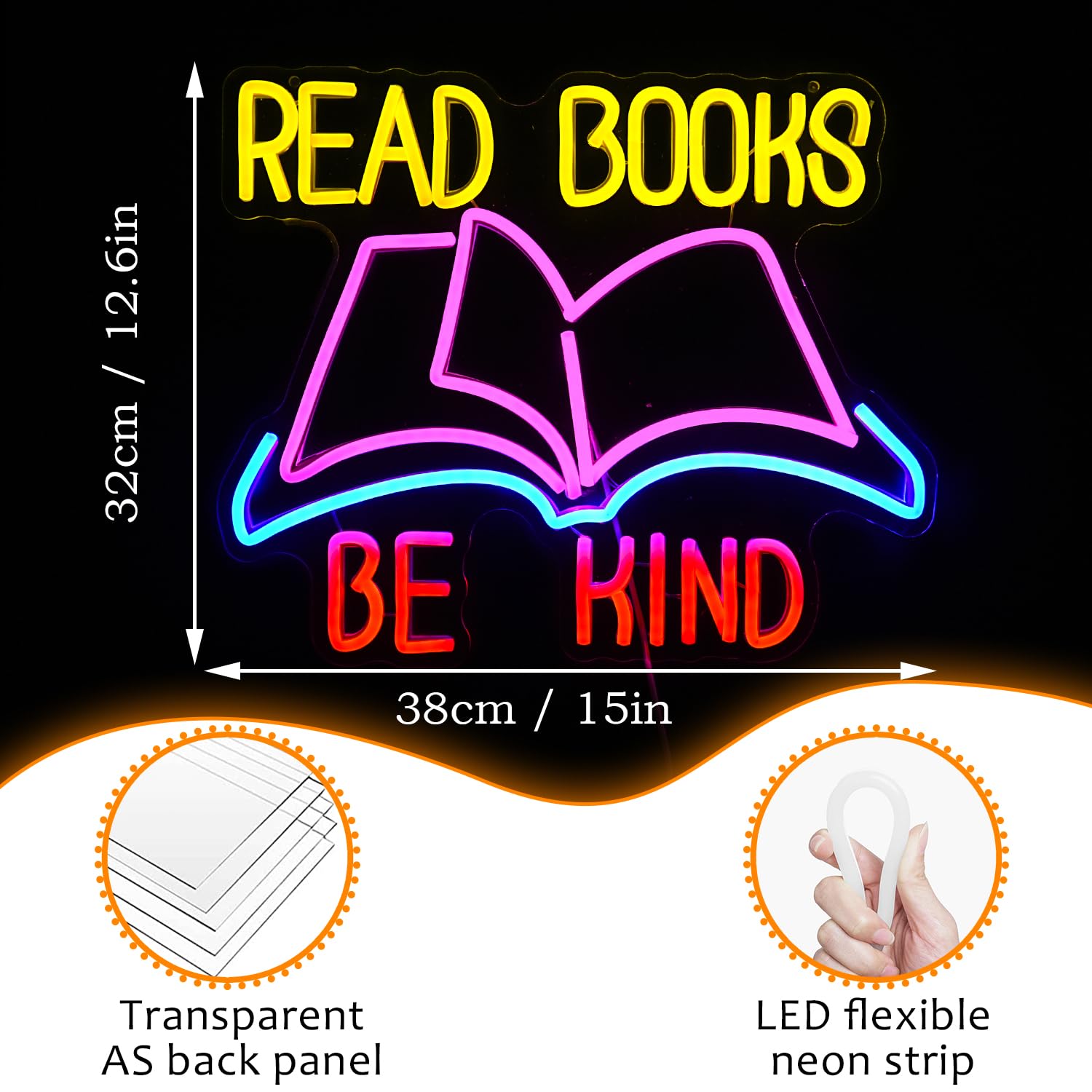 Amazon.co.jp: Read Books Be Kind ネオンサイン 調光可能 USB電源