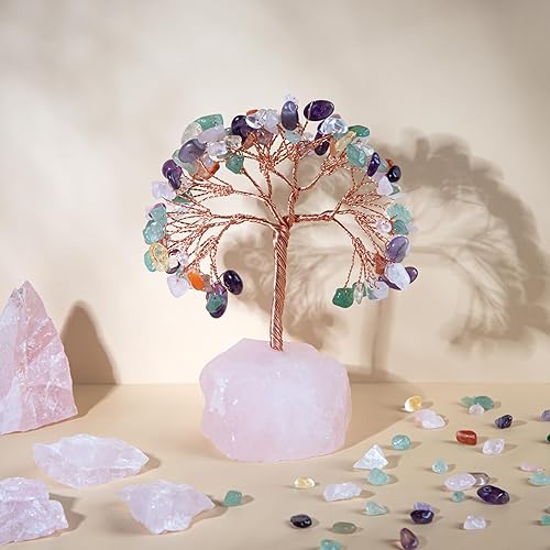 Miniatura 7 de ZenBless Árbol de la vida con 7 cristales curativos de chakras, árbol de dinero, árbol de dinero de Feng Shui, pequeño árbol bonsái falso de cristal