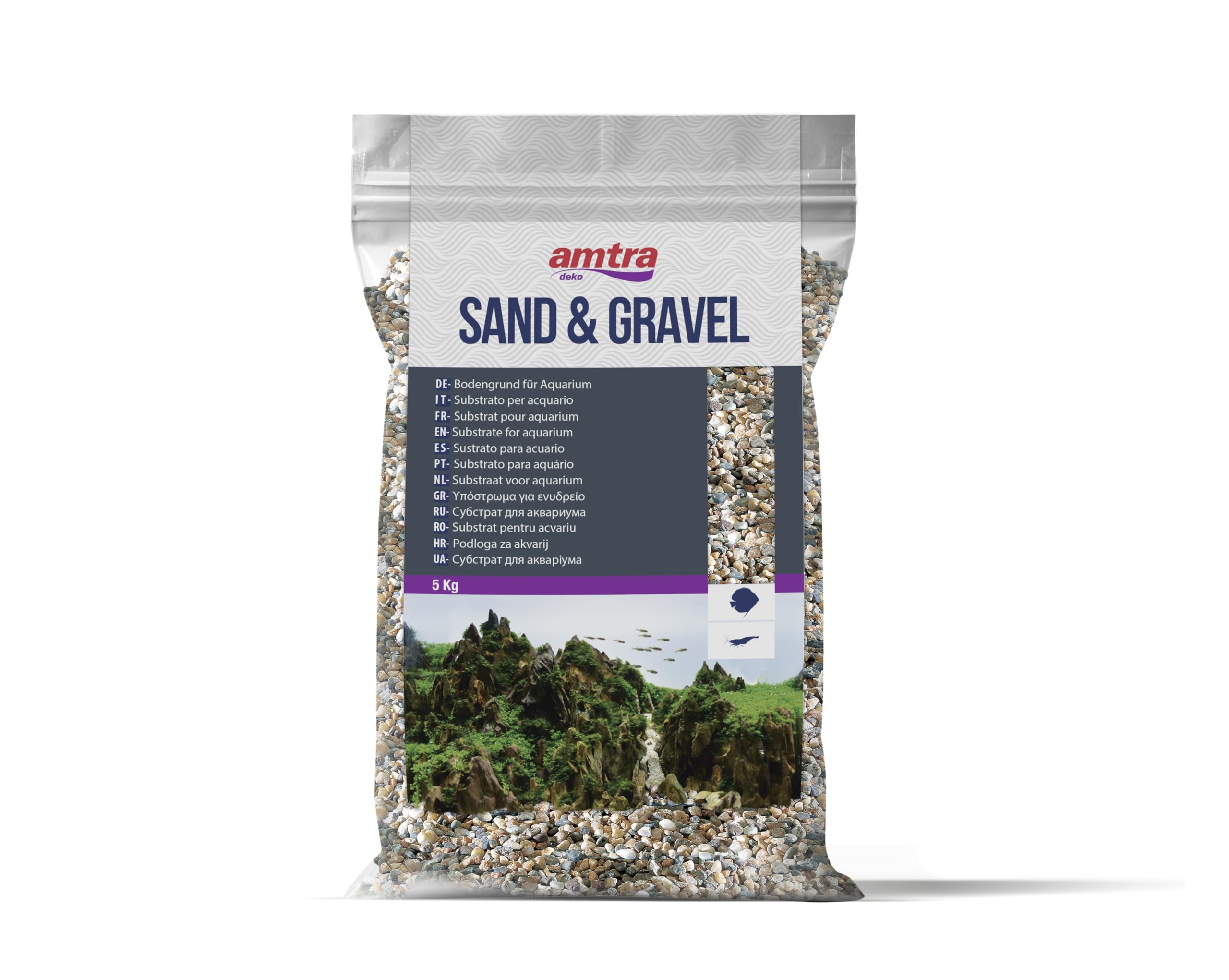 Amtra POLICROMO, Gravier Aquarium Naturels, Sol décoratif, Sable et Graviers Blancs, Grains 3-4 mm, 5 kg