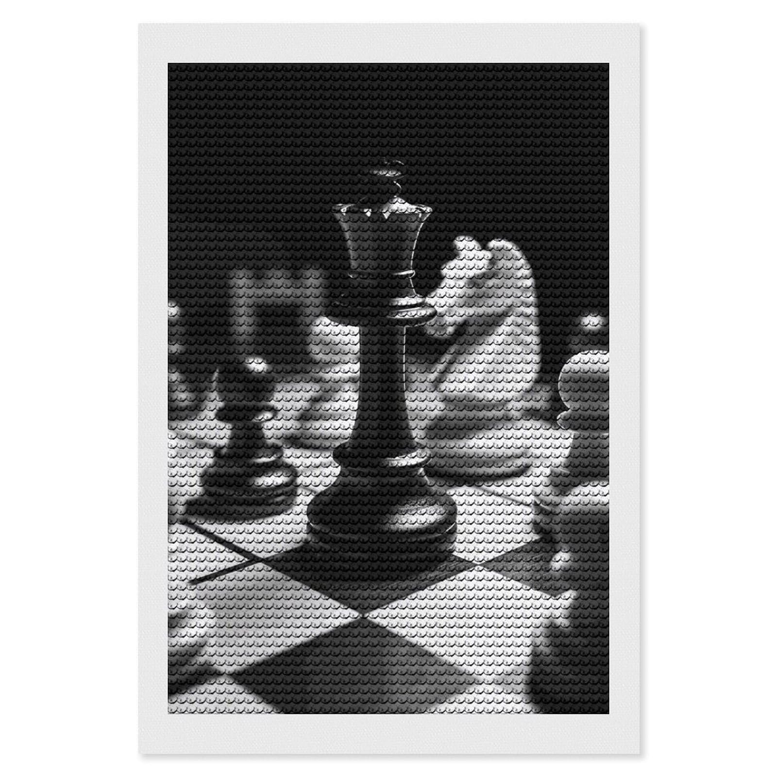 QMNVBDS Black and White Chess Diamond Painting Diamond Art Kits for Adults Round Dirll Diamond Painting Kit Diamond Painting Kits for Adults Beginners Gem Art DIY 5D Diamond Art Kits 8"x12"