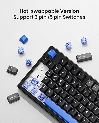 Miniatura 4 de Teclado mecánico inalámbrico, montaje en junta con sonido cremoso, Bluetooth2.4GHzUSB-C, intercambiable en caliente personalizado, retroiluminación