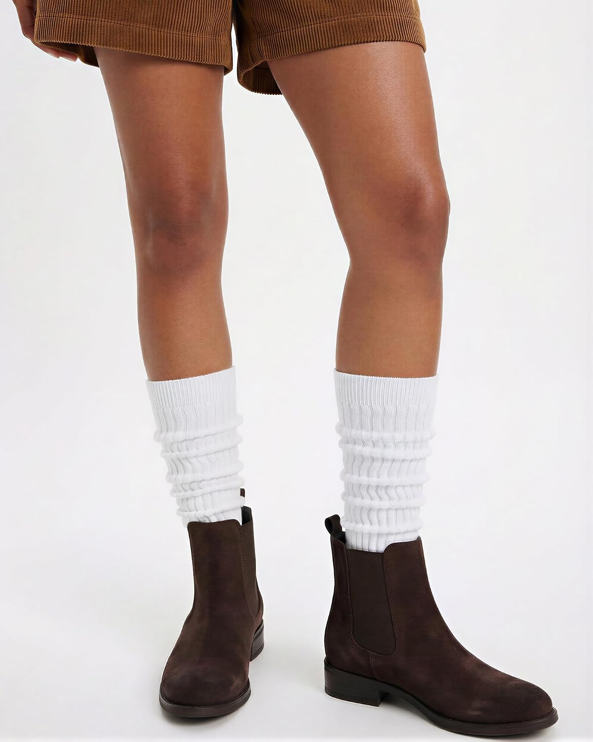 HONGTEYA 2Pairs Slouchy Socks for Women Cotton Knee High Boot Slouch Scrunch Long Leg Warmers Tube Soft Cozy Size 5-11