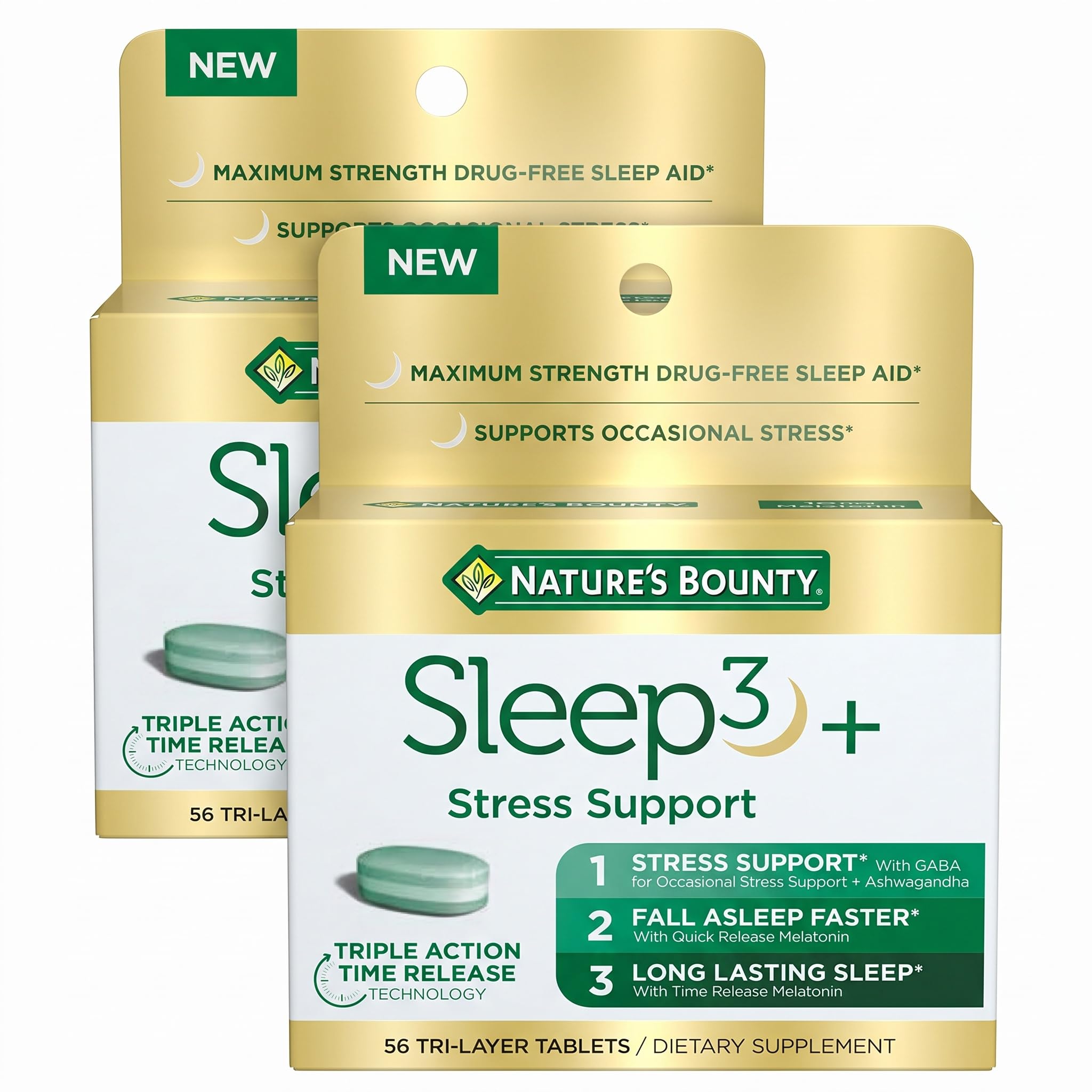 Nature's Bounty Stress Support Plus Melatonin, 56 Tri-Layered Tablets — Amazon image 7