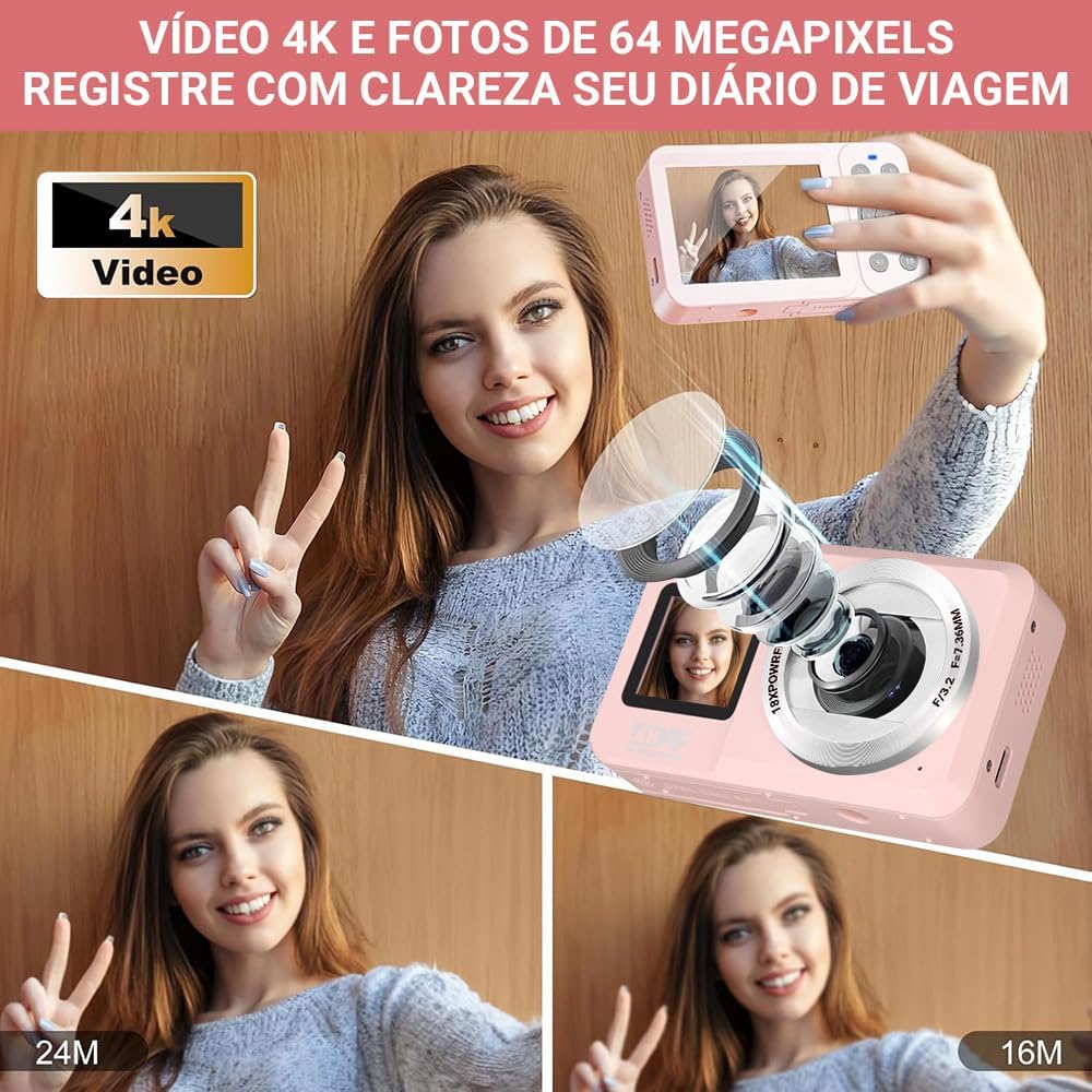 <p><strong>Review da Câmera Digital 4K: Versatilidade e Qualidade em Rosa</strong></p> 3 71Qn5VSroOL. AC SL1000