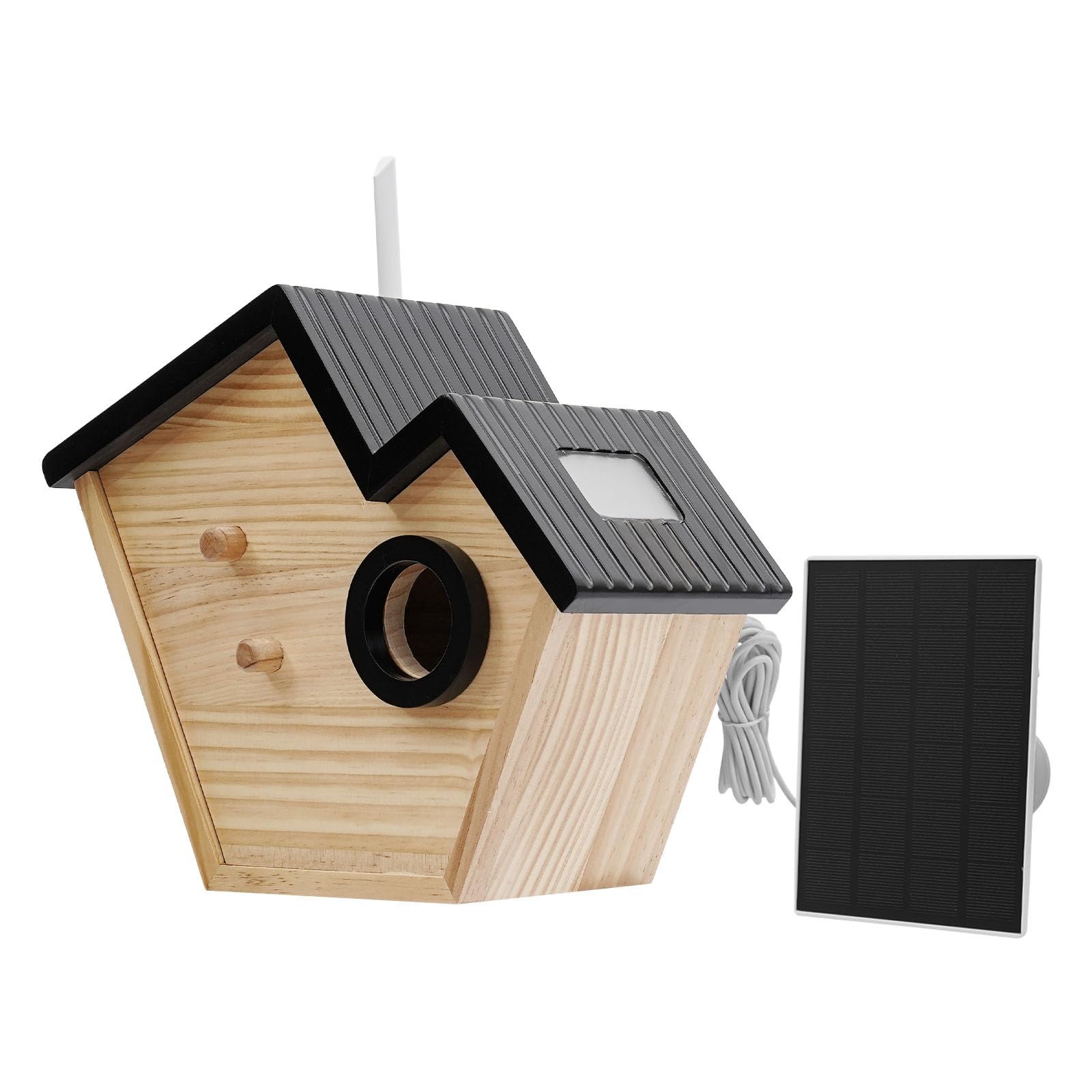 Pájaro inteligente con vigilancia interna, nido de pájaros con cámara solar con detección de IA, IP65 comedero para pájaros, caja nido, caja de observación de aves, modo de visión nocturna de