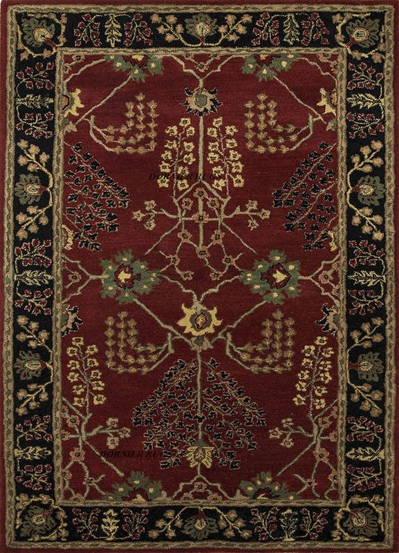 Image of Embossed Handmade Tuffted Woollen Thick Carpet for Living Room Bedroom Size4x4 feet Brown Multi