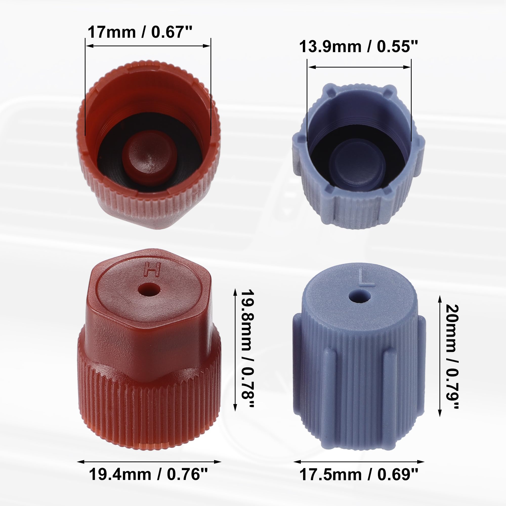 A ABSOPRO 5 Coppie di tappi valvola per condizionatore d'aria da 0,55" per Sistema A/C auto, colore blu