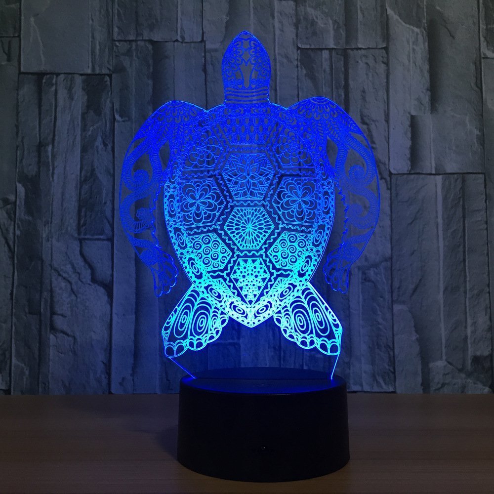 Luce Notturna 3D LED Con Illusione Ottica Tartaruga | 7 Colori Touch E Alimentazione USB