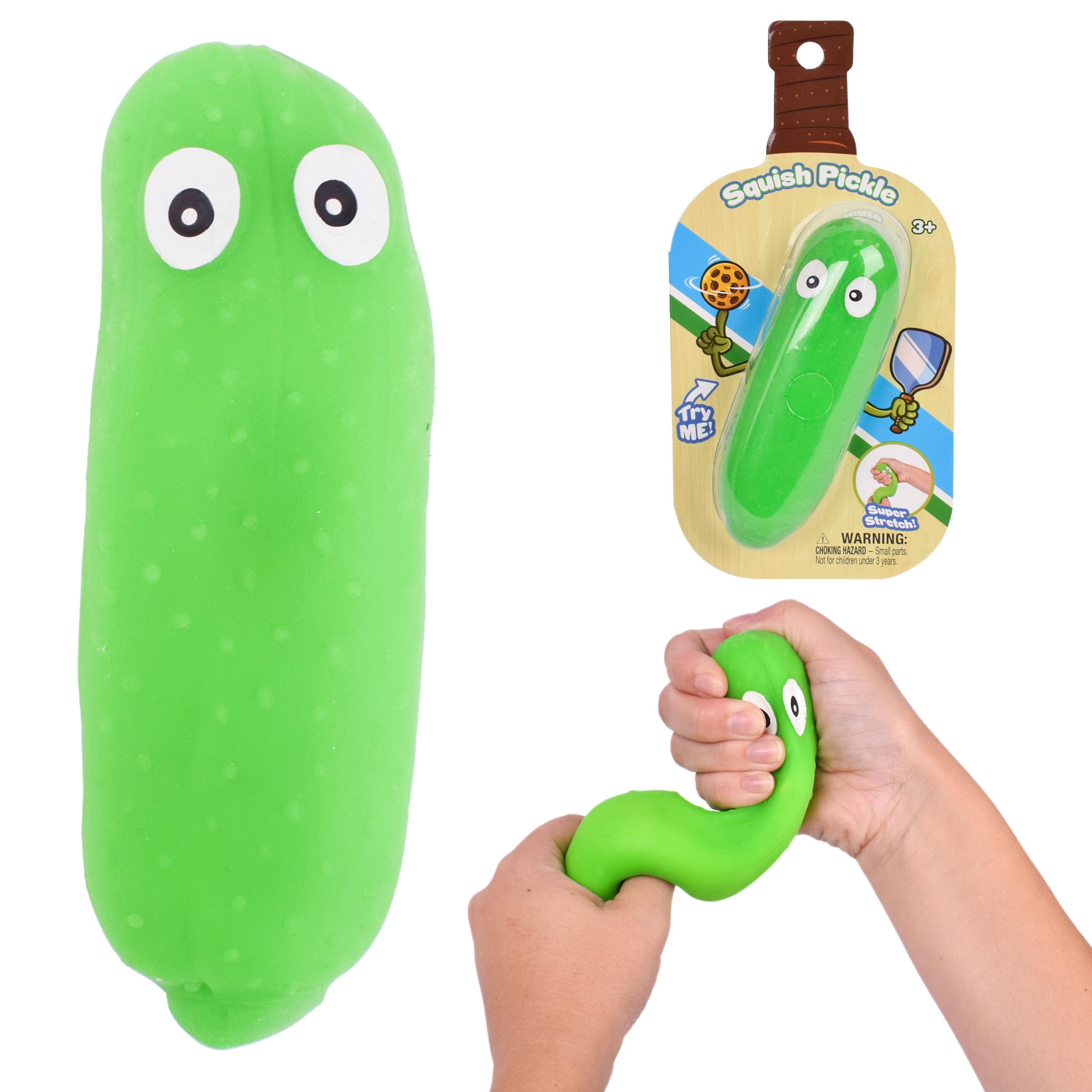 Squishy Pickle, Extra Large 5.5" Stretchy Stress Relief Toy, Gag Gift Funny Adult, Stress Ball, Pickle Ball, Food Fidget Sensory Toy for Kids, 3+