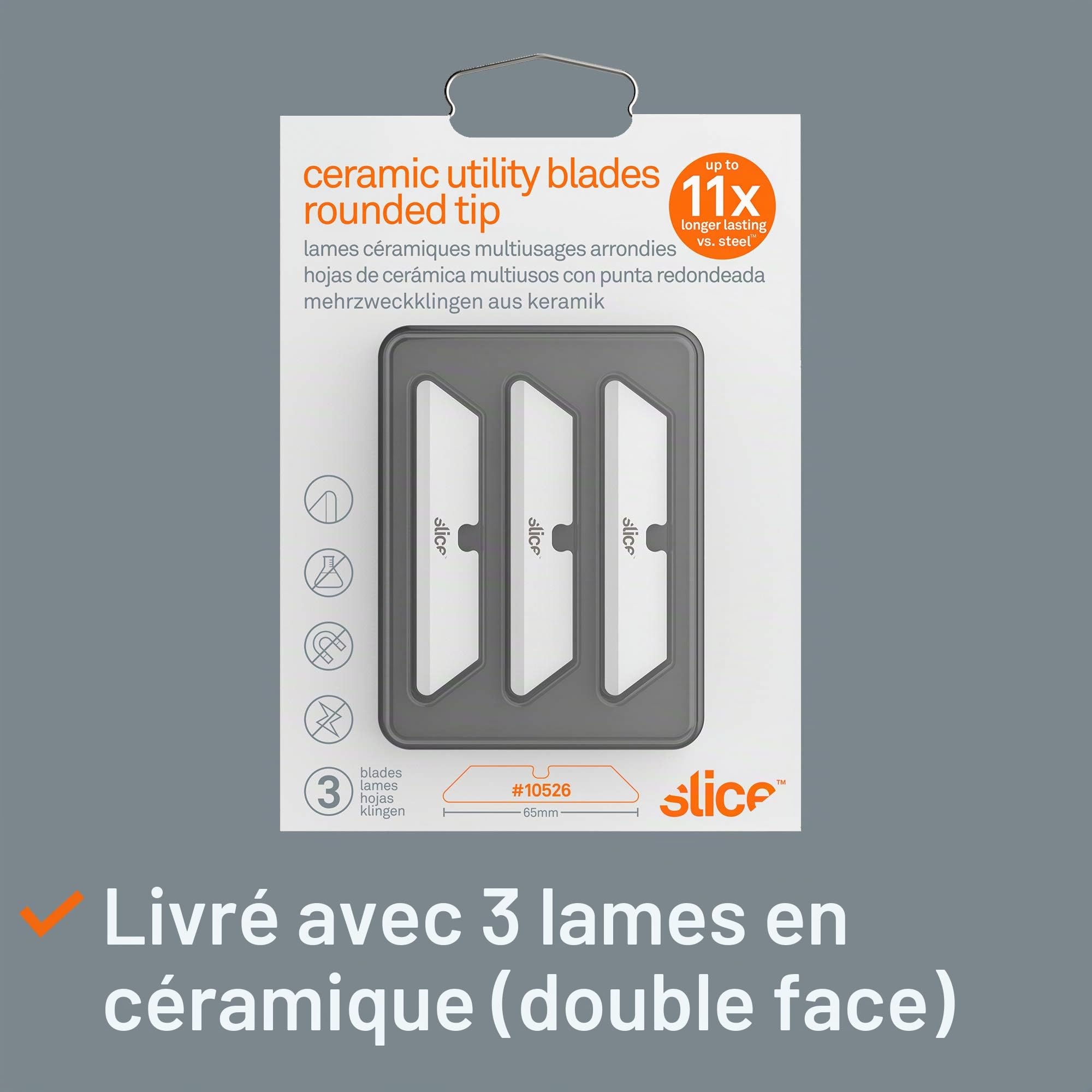 Slice(R) Ceramic Utility Knife Blades 3/Pkg-Rounded Tip