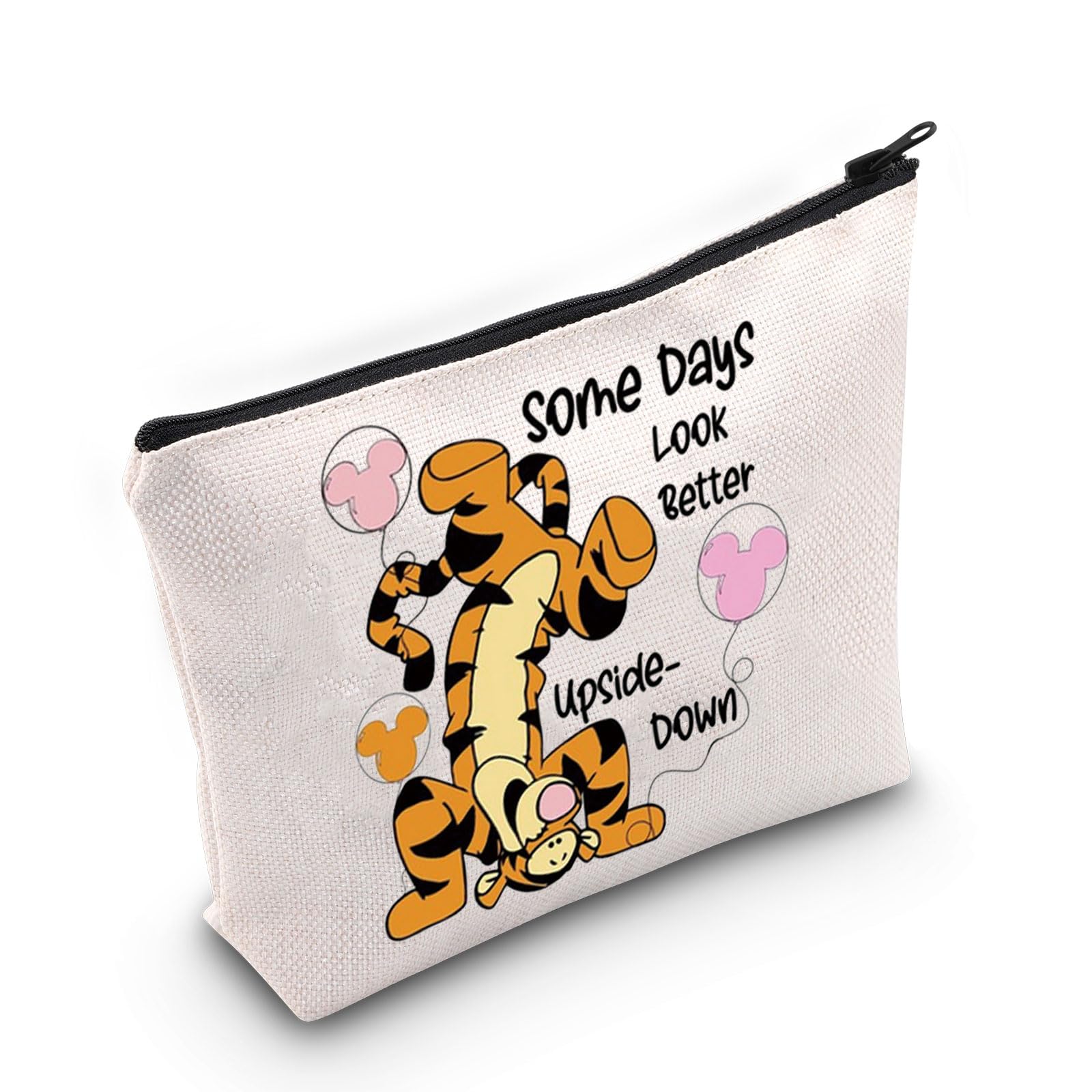 WZMPA Funny Tiger Cosmetic Makeup Bag Tiger Inspired Gift Some Days Look Better Upside Tiger Zipper Pouch Bag Tiger Merchandise (Some Days Tiger)