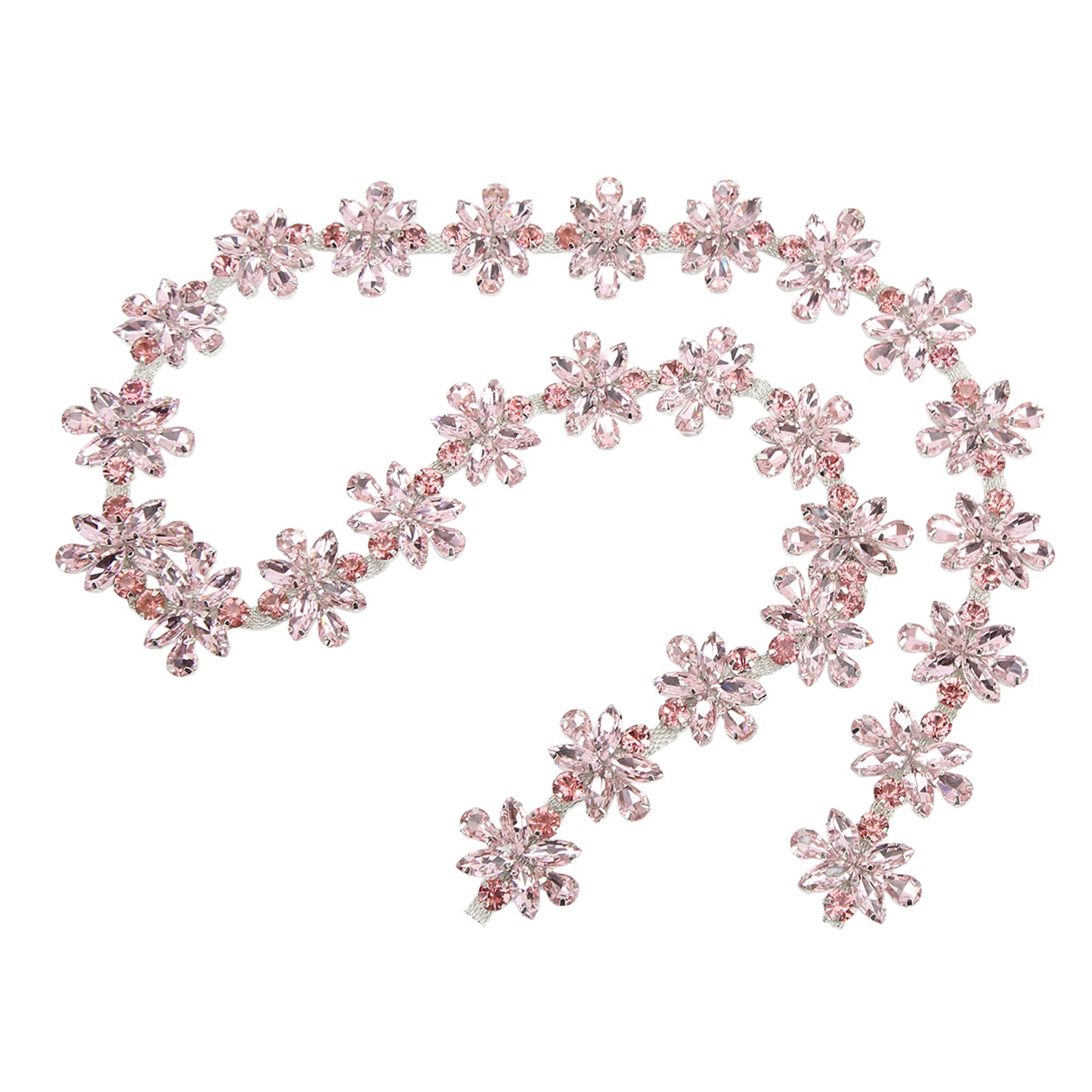 Catena di Strass, 1 Iarda 3,5 Cm di Larghezza Fiore Lucido Abbigliamento Decorazione Strass Catena Diamantata Per Abiti da Sposa, Collane(Rosa)