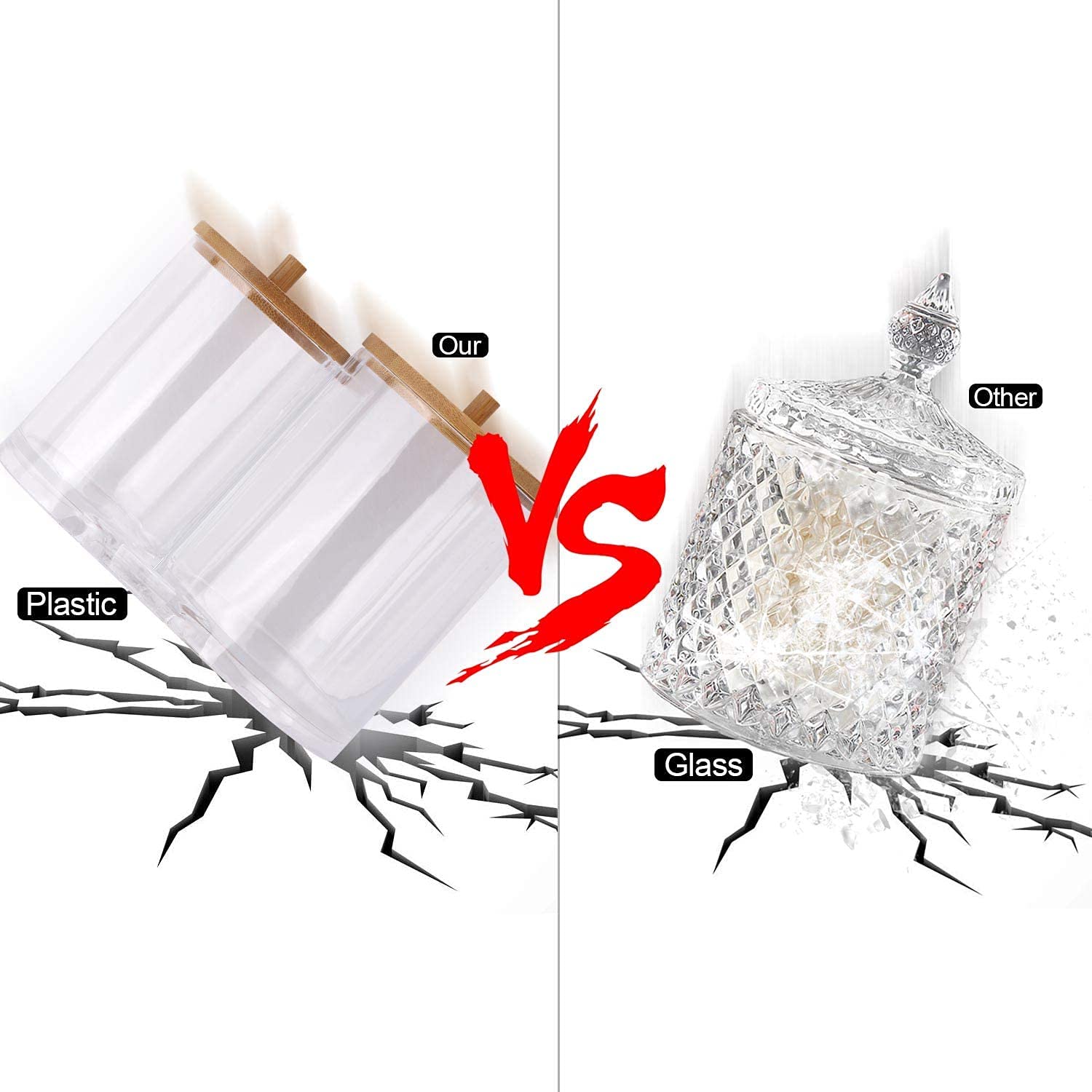 Supporto Organizer Q-tip In ABS Con 3 Scomparti E Coperchio Trasparente - Porta Cotton Fioc, Batuffoli E Cosmetici Per Bagno E Camera - 2