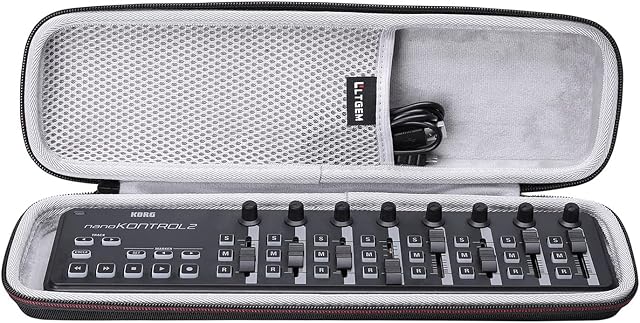 LTGEM Cas compatible avec KORG nanoKONTROL2/nanoKEY2/nanoPAD2/nanoSERIES2 Ligne mince USB Commande Surface/Clavier/Padeaux MIDI, Sac de rangement de voyage de bureau - Noir+gris(cas seulement)