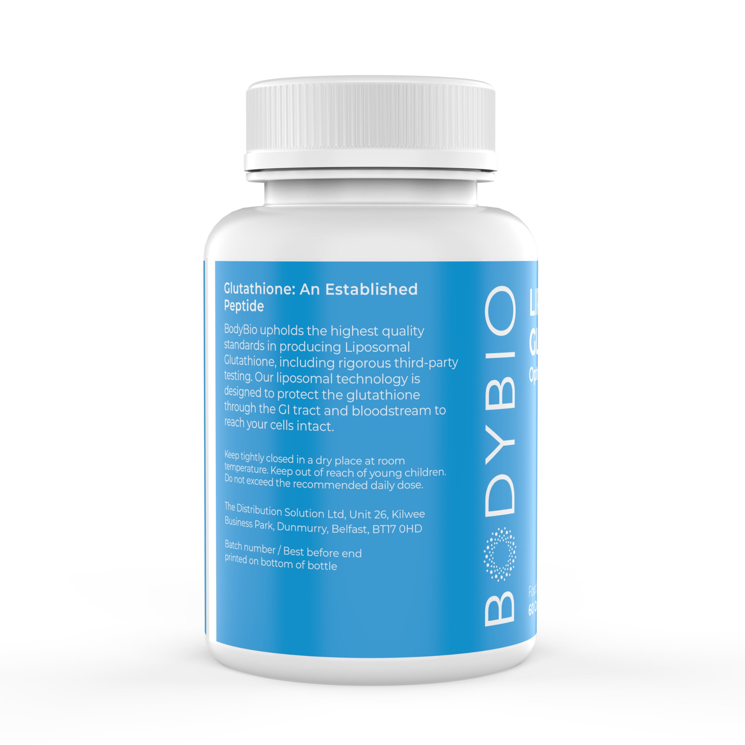 BodyBio Liposomal Glutathione - Hochwertiges Antioxidans mit Liposomaler Technologie für Optimale Aufnahme, 60 Glutathione Kapseln