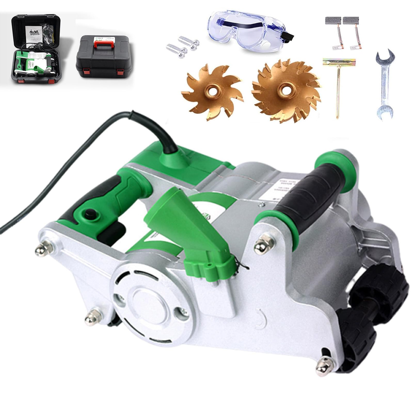 GSHSHOU 1100W Handheld Concrete Cutting Slotting Machine 2000RPM Electric Brick Wall Chaser Groove Cutting Device for Cutting Slotting Marble Concrete Grooves 220V