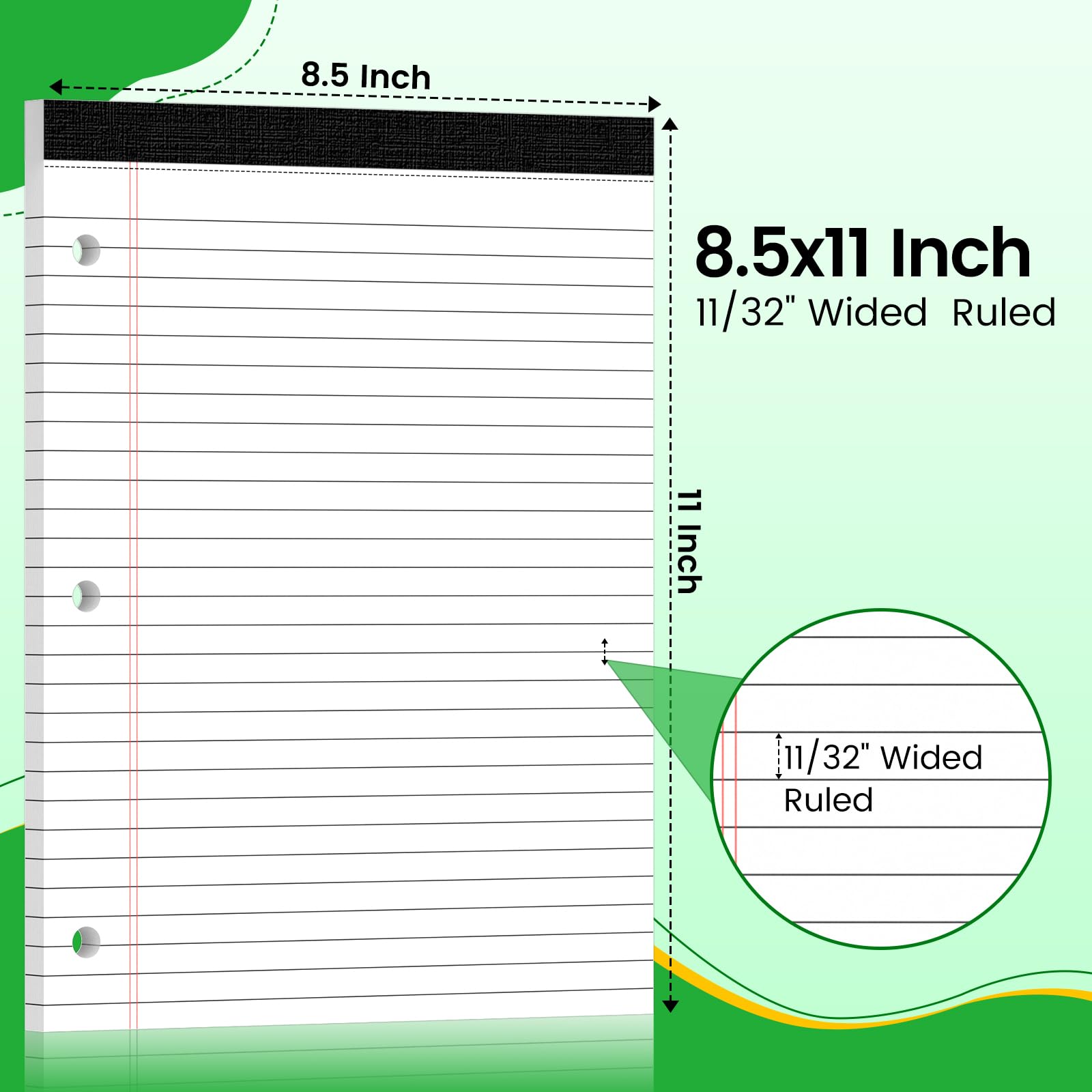 Legal Pads - Blocchi per appunti a righe larghe, 21 x 28 cm, confezione da 12, 30 fogli/blocchetto, colore: bianco