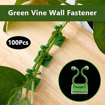 100Pcs Plant Clips for Climbing Plants Support Clips Garden Clips for Climbing Plants Self-Adhesive Climbing Plant Clips Plant Support Clips Garden Plant Wall Fixture Clips for Climbing Plants(Green)