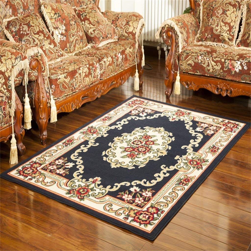 Home Designer Carpet Carpet, Crawling Mat, Home Mat, Retro European Style, Living Room Bedroom Balcony Sofa (Color : Blue, Size : 130 * 188cm)