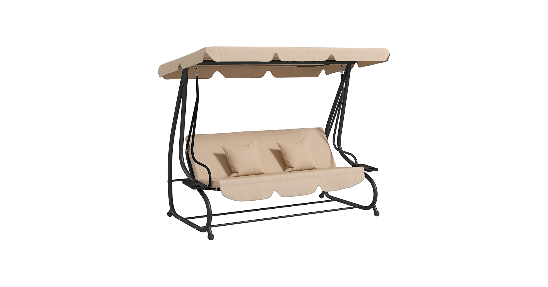 Dextrus 3-Person Outdoor Porch Swing Chair, Adjustable Canopy, Removable Cushion, Backyard