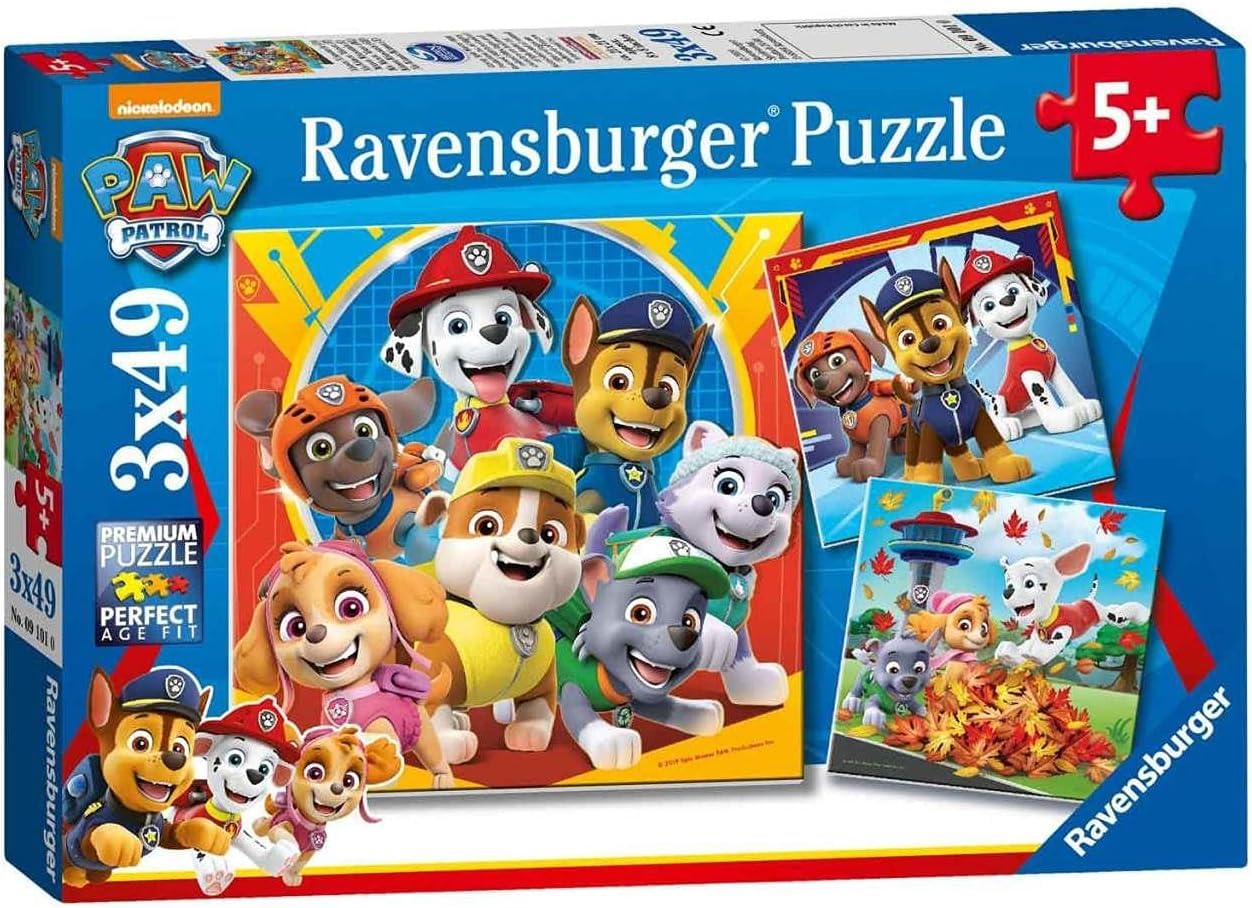 Ravensburger - Puzzle: Patrulla Canina, Puzzle 5 Años o Más, Puzzles Niños 5 Años, Rompecabezas Niños, Ravensburger Puzzle, Regalo Niño 5 Años, Jigsaw, Paw Patrol, 3x49 Piezas, 21x21cm