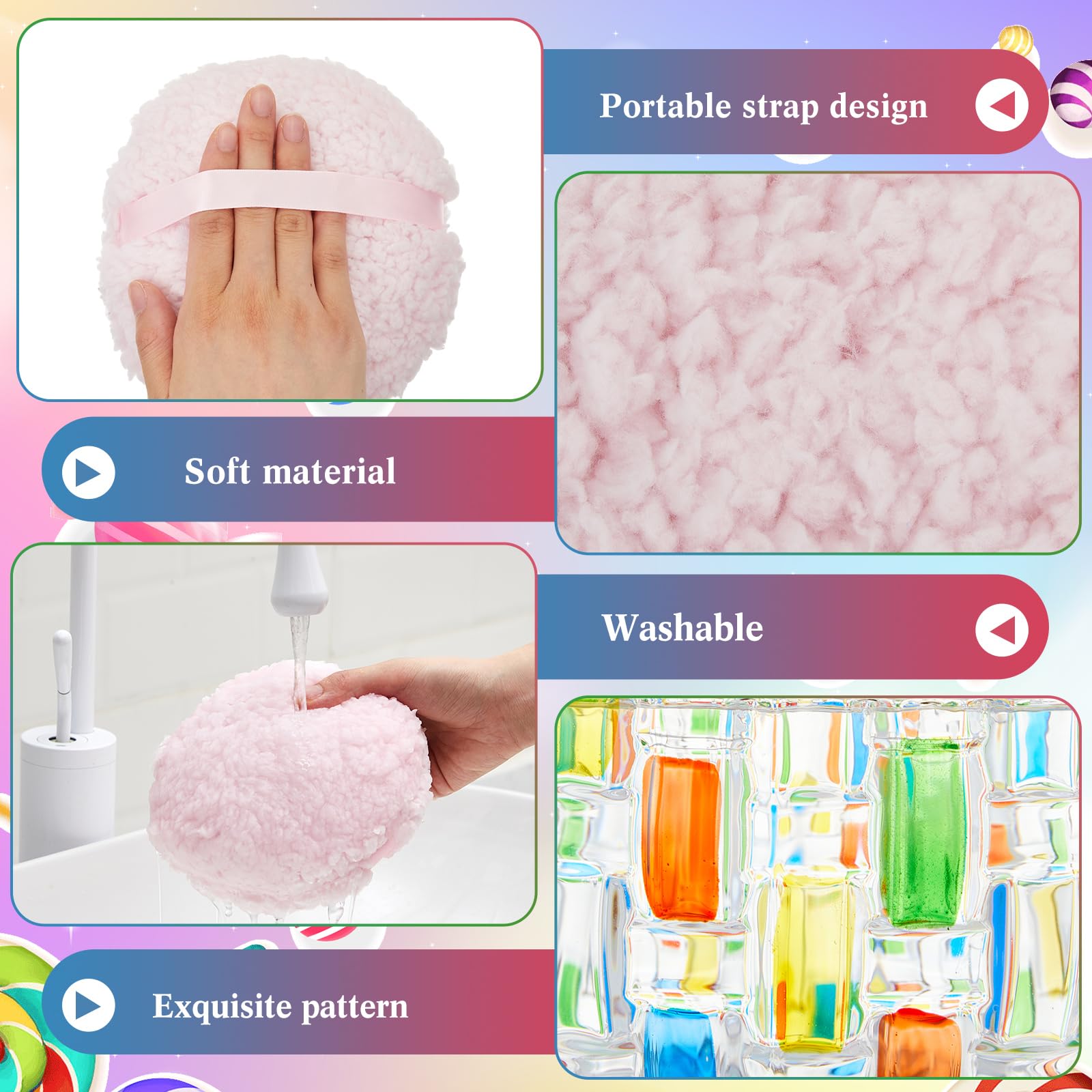 Tioncy 2 spugnette extra large per cipria, contenitore per cipria e contenitore per cipria da donna, contenitore per cipria con spugnetta da 15,2 cm, contenitore in cristallo, morbido, lavabile,