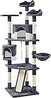 Yaheetech 79in Multi-Level Cat Tree Tower - Sisal Scratching Posts, Plush Perches, Condos & Basket for Cats & Kittens - Dark Gray/White