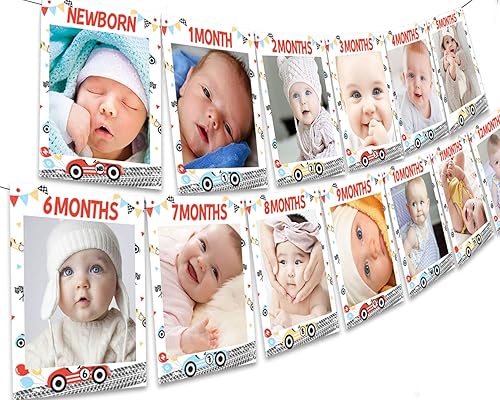 Decoración para fiesta de primer cumpleaños de auto de carreras pancarta de fotos rápida Cartel de primer cumpleaños con temática de carreras para