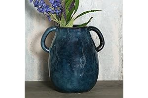 Navy Ceramic Vase with Handles: Exquisite Farmhouse Decor for Your Abode