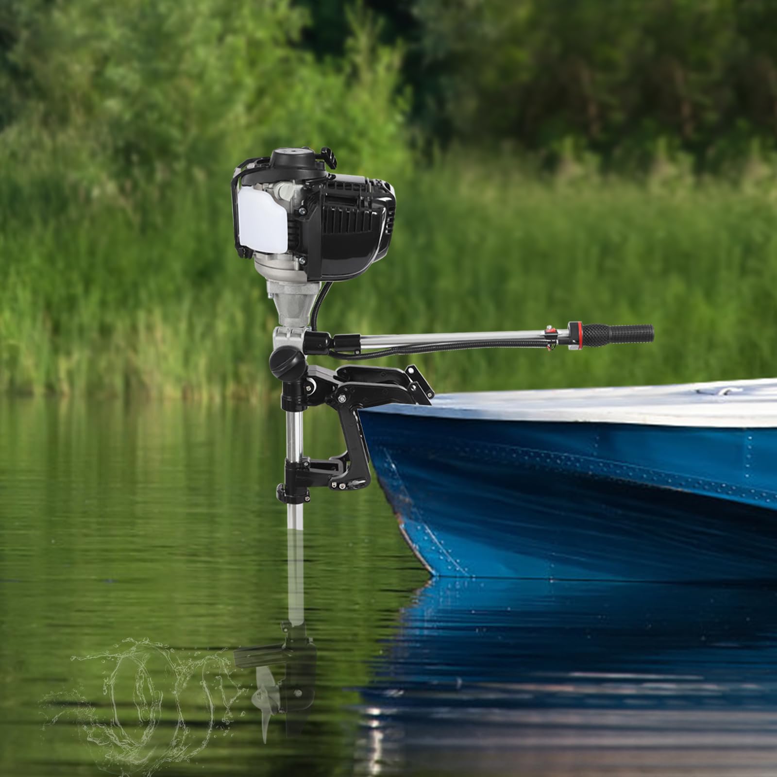 Motor fueraborda de gasolina 52CC 5.5 HP 4 tiempos, motor fueraborda, refrigeración por aire, 8500 rpm, para barcos pequeños de menos de 2,5 m