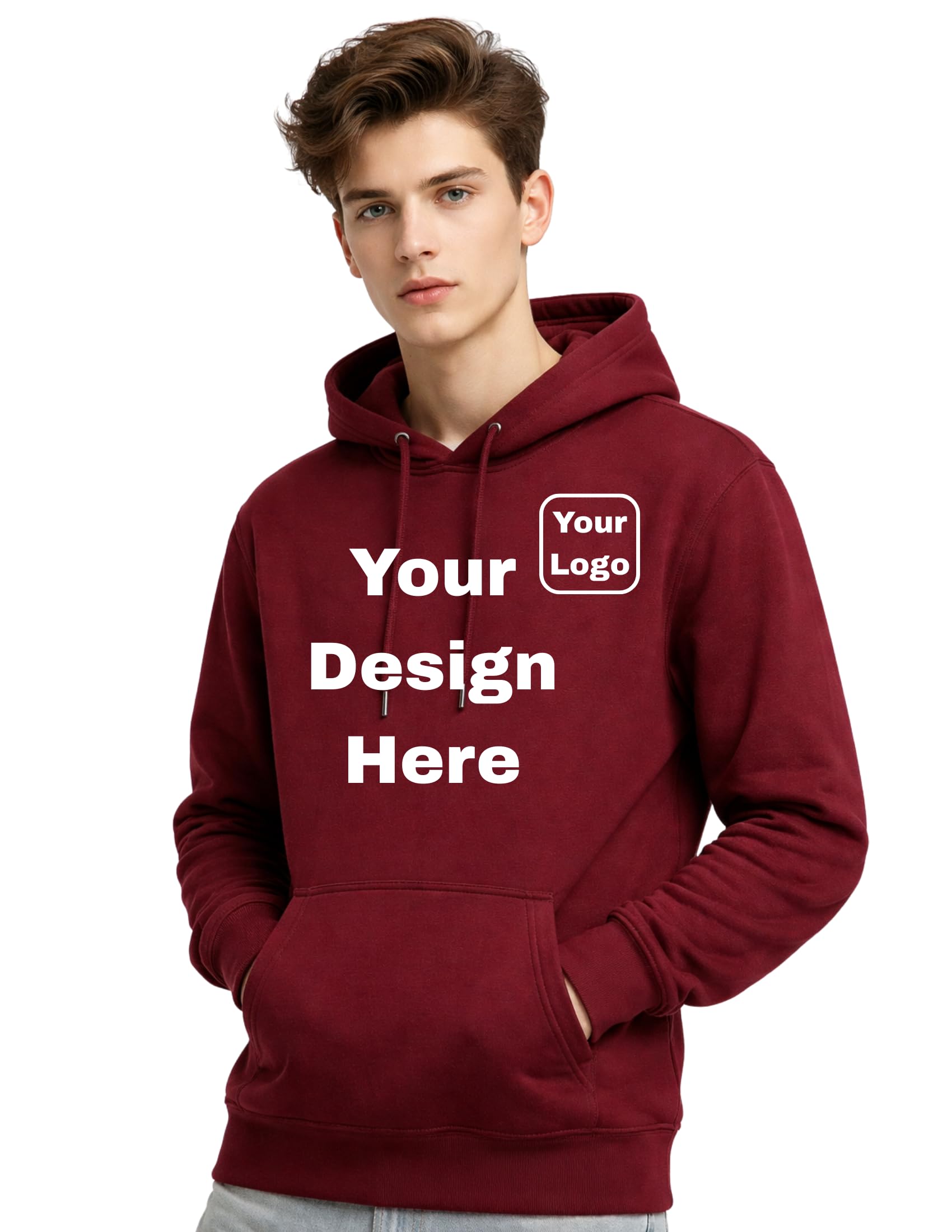 custom Samsh Customizable Cotton Pullover Hoodie for Men, Regular Fit, Long Sleeve, Kangaroo Pocket, Premium DTF Printed, White, Black, Navy Blue, Maroon, Gray-picture-21