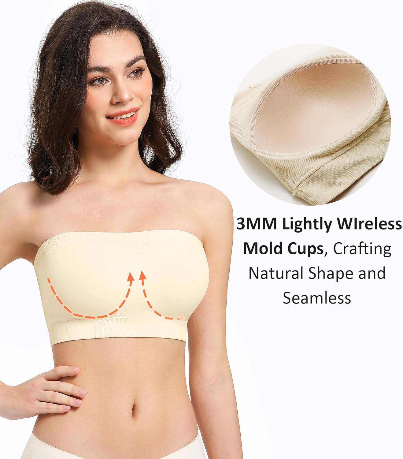 HACI Strapless Bra Wireless No-Slip Seamless Bandeau Tube Top for Women Everyday