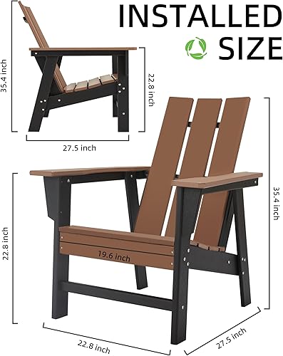 Miniatura 3 de VOQNIS Silla Adirondack para exteriores, sillas de patio de plástico HDPE para fogatas, jardines, cubiertas, resistente a la intemperie del mar,