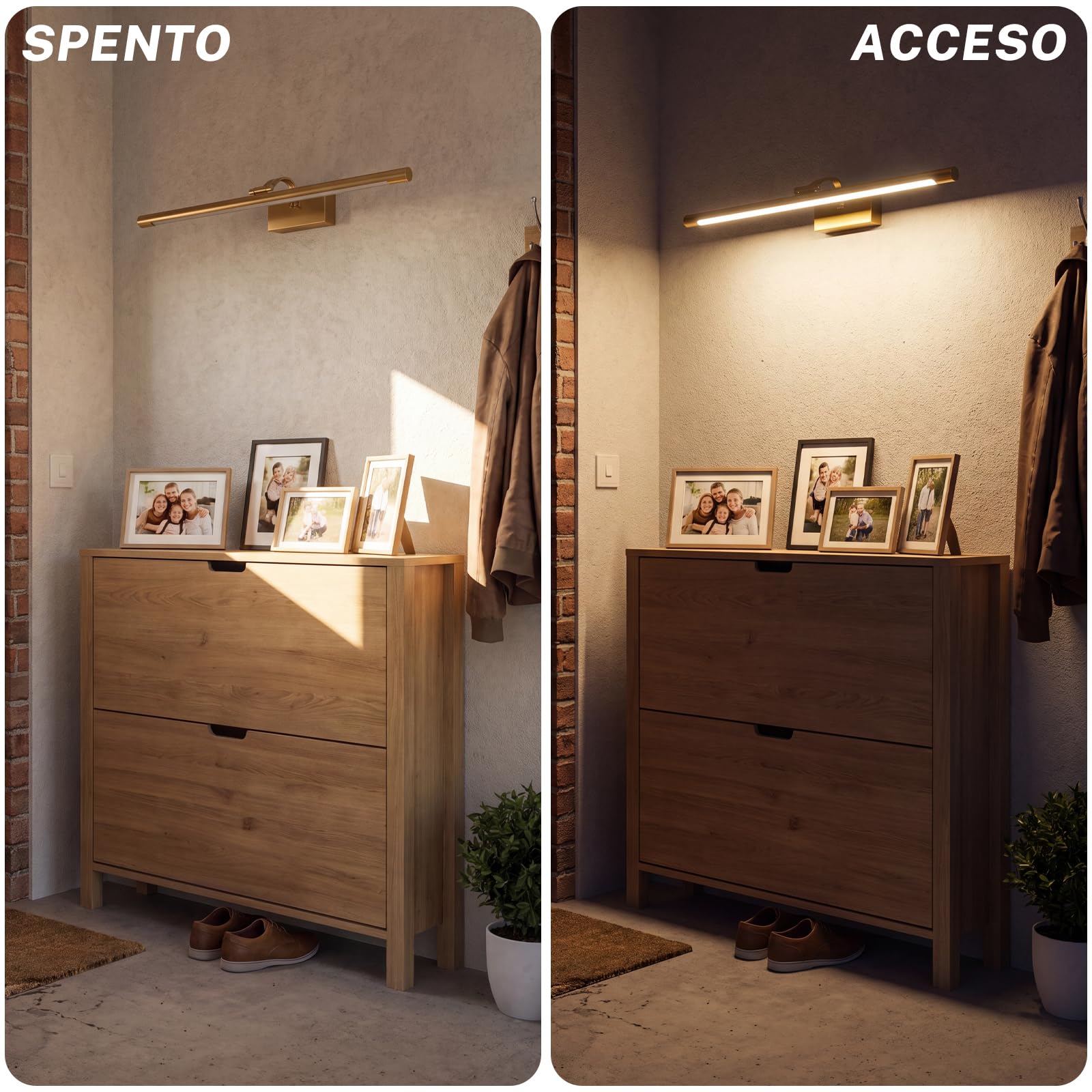 LED Luce per Specchio da Bagno Lampada per Specchio da Bagno, 3 Temperature di Colore Applique da Parete sopra lo Specchio, 60cm 12W IP44 630 Lumen, Oro Moderna Illuminazione Specchio Parete Lampada