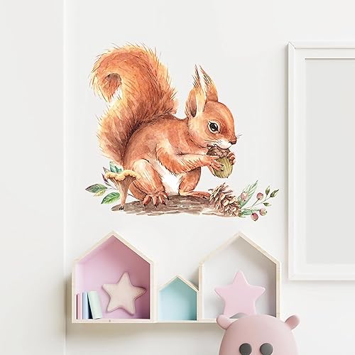 Miniatura 2 de Calcomanías de pared con diseño de piña y ardilla para bebé, diseño de animales pequeños de dibujos animados de sacinora para niños, bebés,