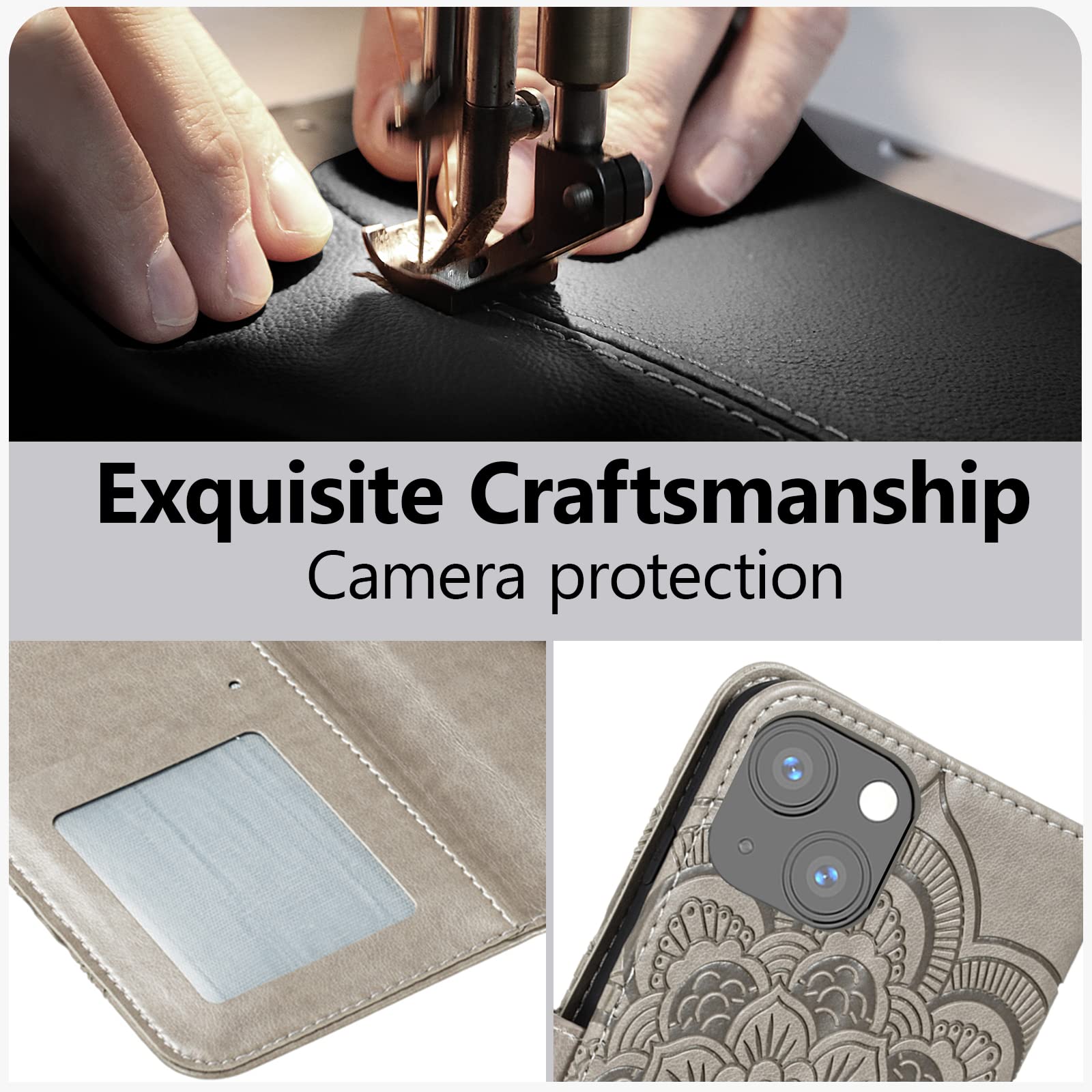 EYZUTAK Capa Mandala para iPhone 14/iPhone 13, carteira flip de