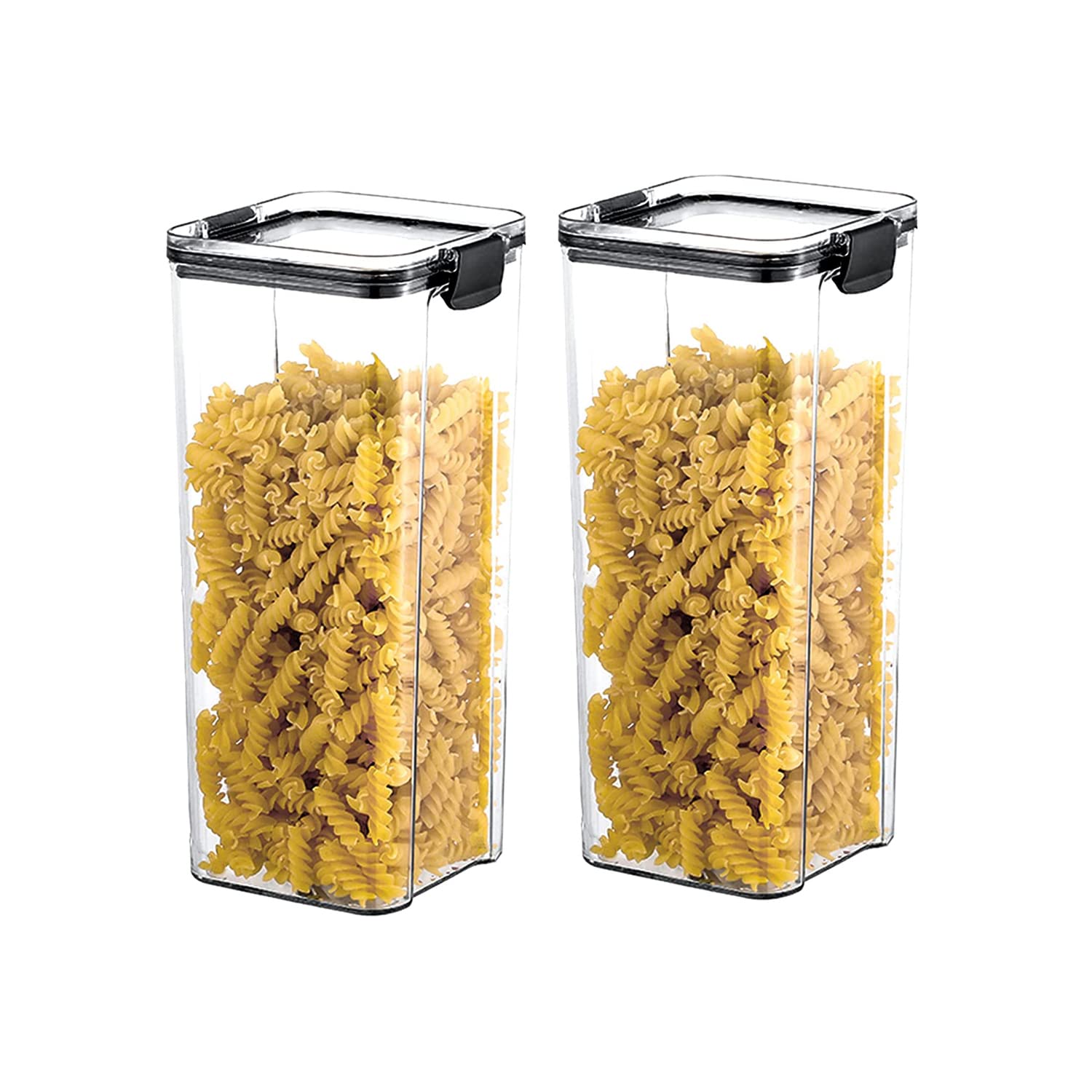 U-HOOME Airtight Food Storage Containers Set with Lock Lids, 2PCS Pantry Kitchen Organizer Containers, Cereal & Dry BPA Free Stackable Boxes for Dry Food, Flour, Sugar (Pack of 2)