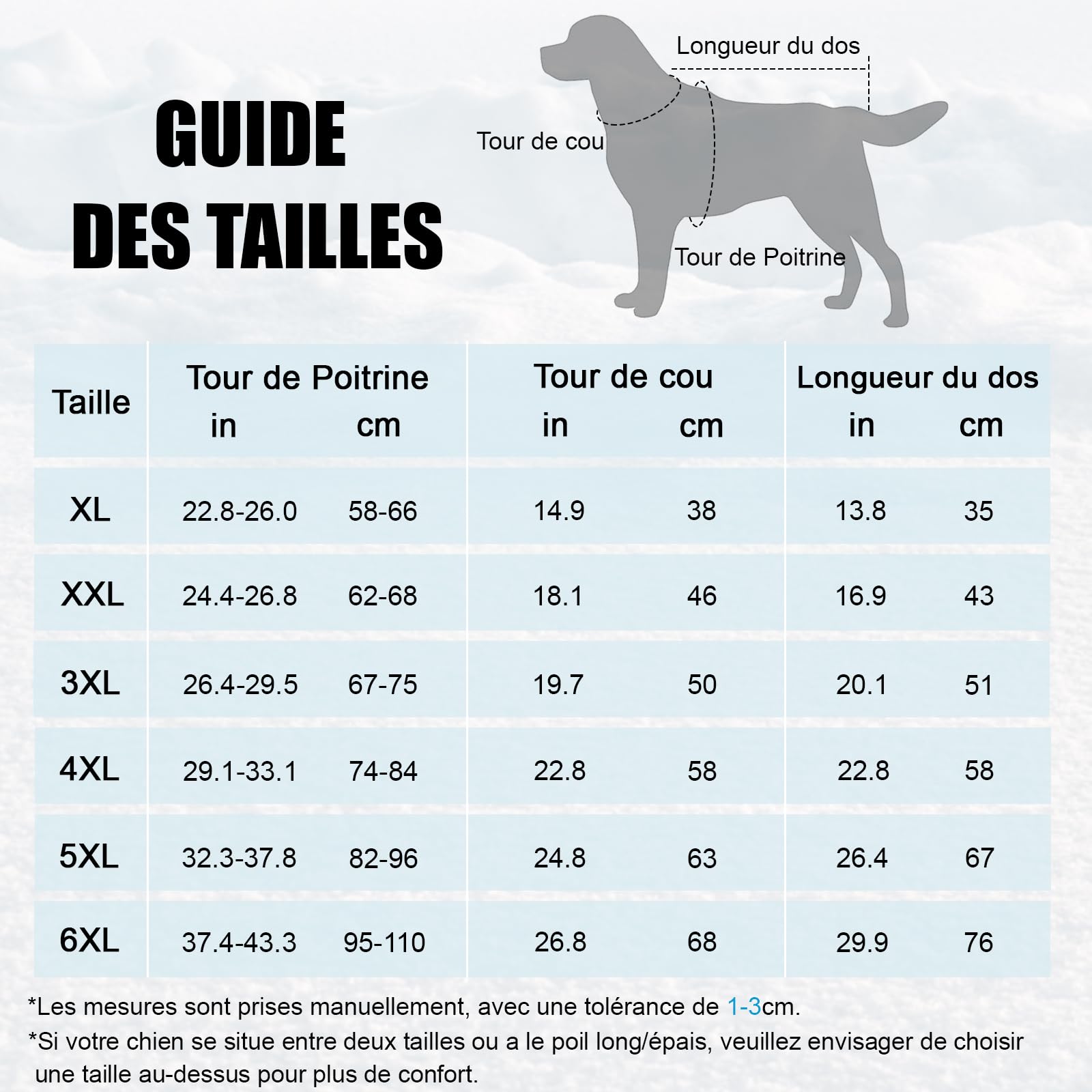 FEimaX Manteau d'hiver pour Chien Veste Chaud Coupe-Vent Réfléchissant 6XL Noir