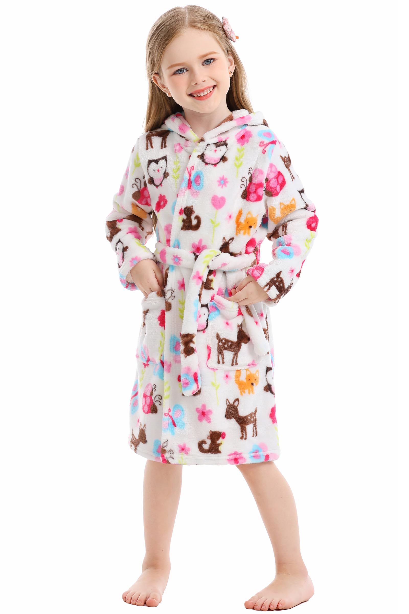 XINNE Unisex Bambino Corallo del Panno Morbido con Cappuccio Vestaglia Accappatoio Ragazzi Ragazze Toddlers Pigiami degli Indumenti da Notte