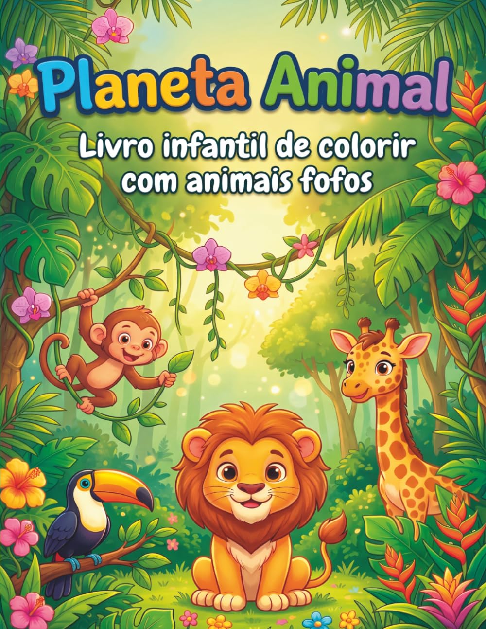 Planeta Animal: Livro de colorir infantil com animais fofos para estimular a criatividade e a imaginação