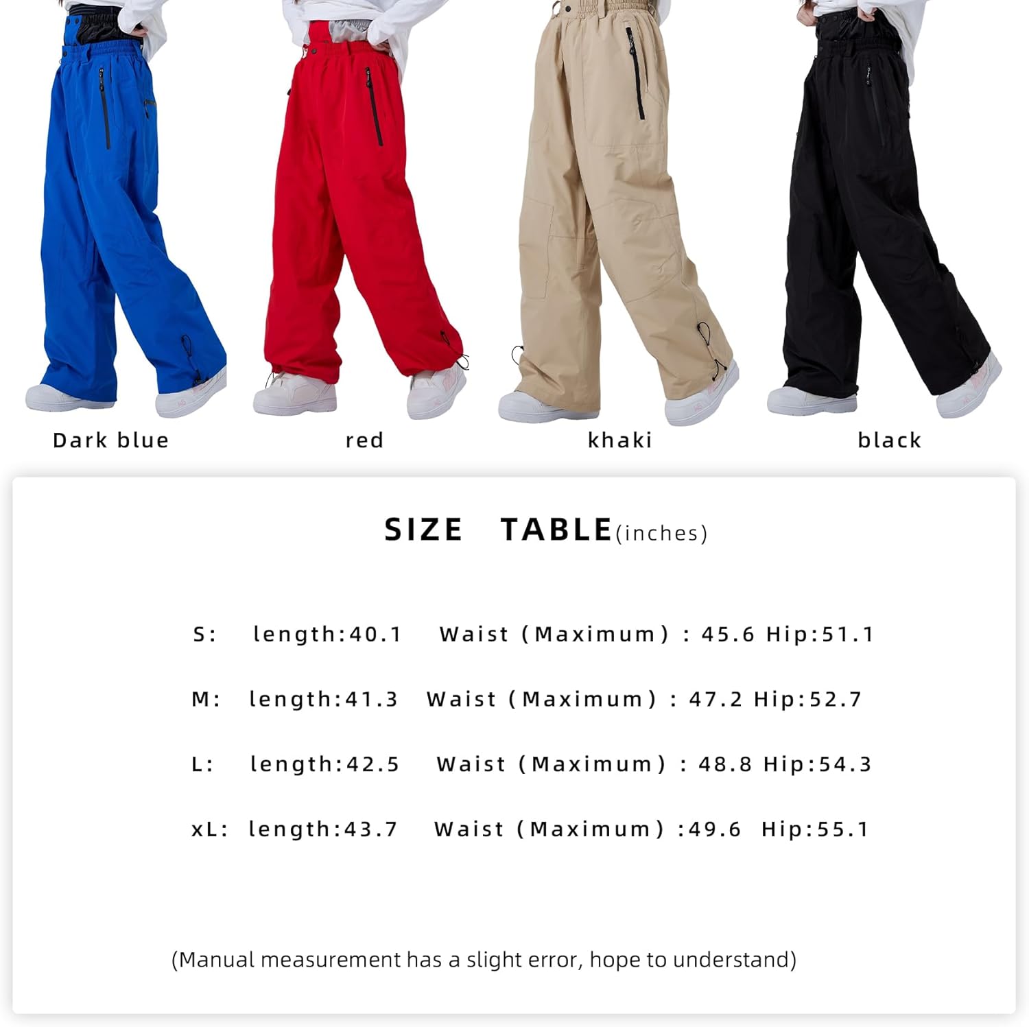 DOOK SNOW Men & Women's Ski Pants, Waterproof Windproof Snow Pants with Large Cargo Pockets, Pants for Winter Outdoor Sports