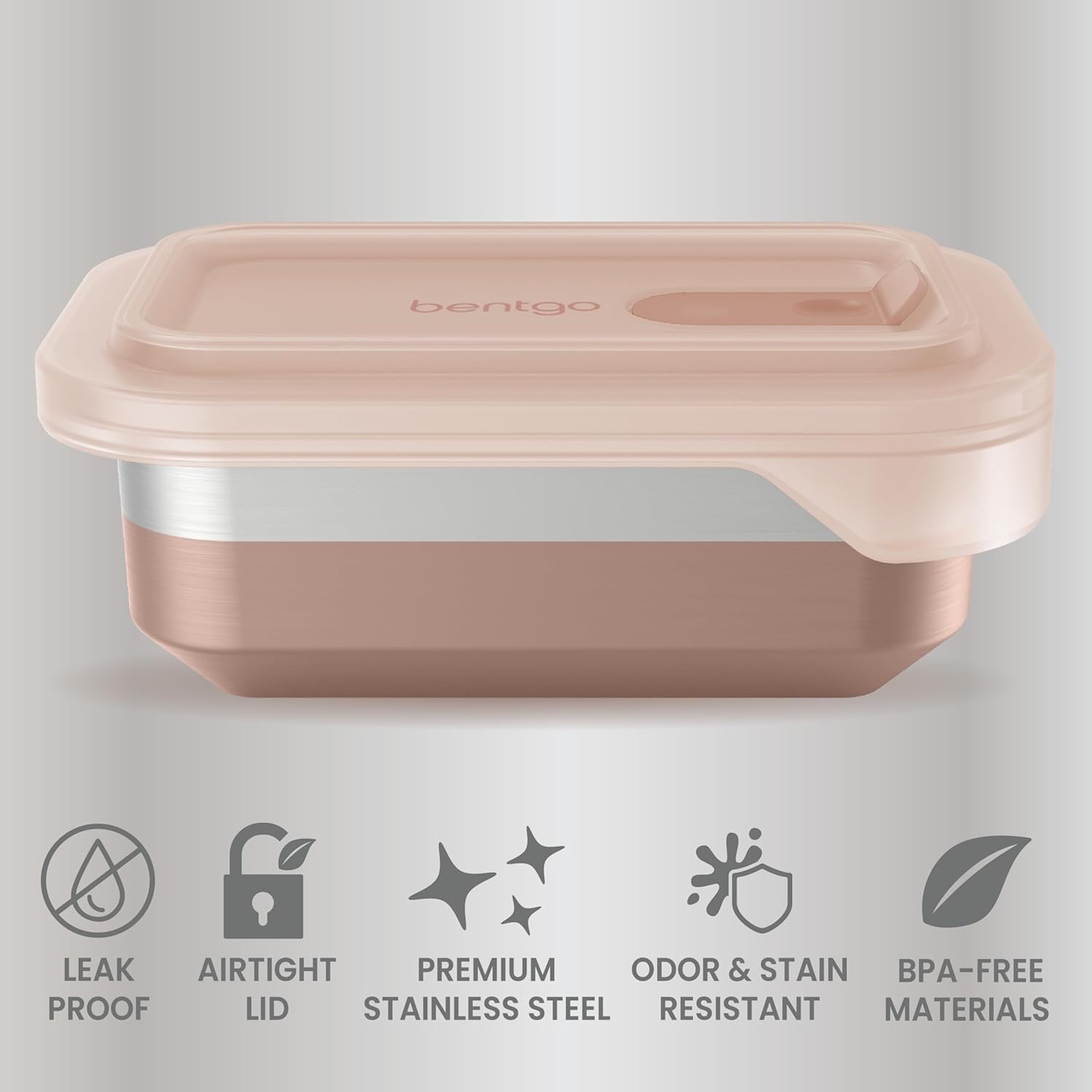 Bentgo MicroSteel Heat & Eat Container – Microwave-Safe, Leak-Proof & Airtight, Easy-to-Clean Lightweight Stainless Steel Reusable Food Storage with Silicone Lid (Snack Size; 2-Cup Capacity; Rose) - Image 3